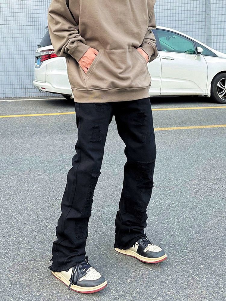 Jean × Vintage Trash Straight Jeans Ripped Raw Edge Destroyed Size US 31 - 4 Thumbnail