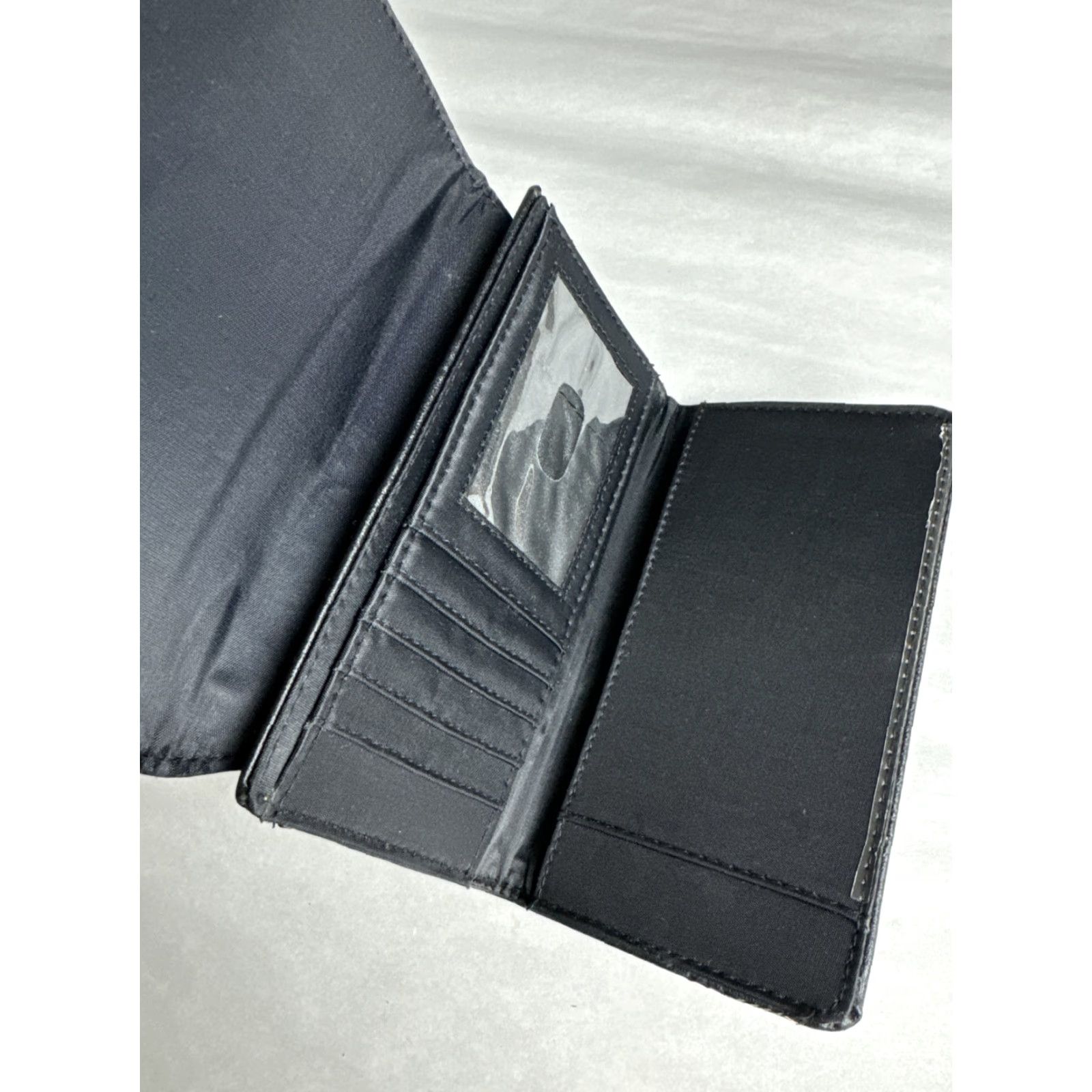 Vintage Black Leather Wallet Unisex Women’s Mens Tri Gold Size ONE SIZE - 3 Thumbnail