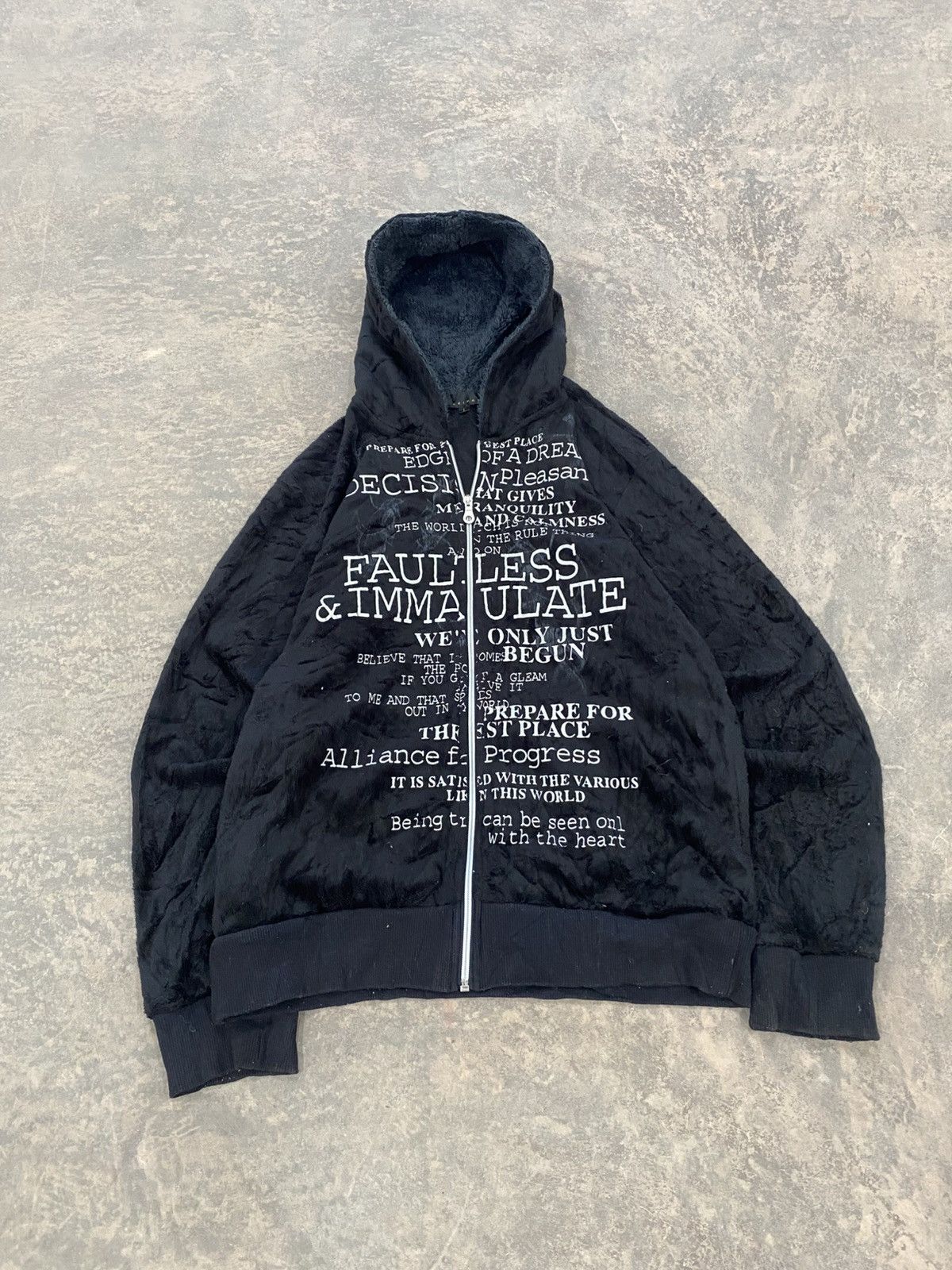 Le Grande Bleu (L.G.B.) 2000s -Spinash Fleece Poem Zipper Hoodie Grunge Punk Lgb Size US L / EU 52-54 / 3 - 1 Thumbnail