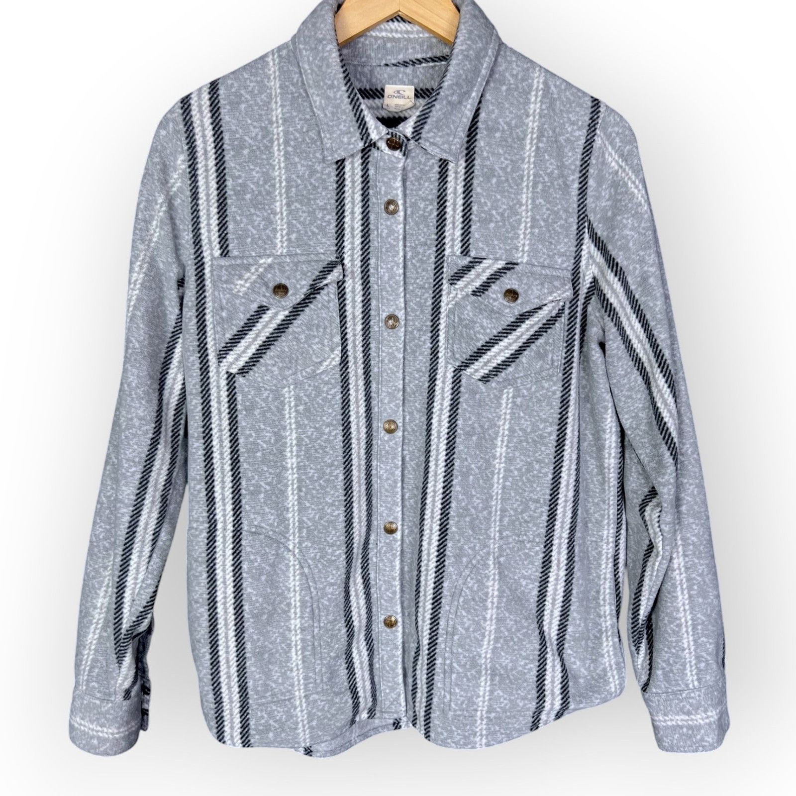 O'Neill O'Neill Women's Large Zuma Super Fleece Gray Western Shirt Size L / US 10 / IT 46 - 9 Thumbnail