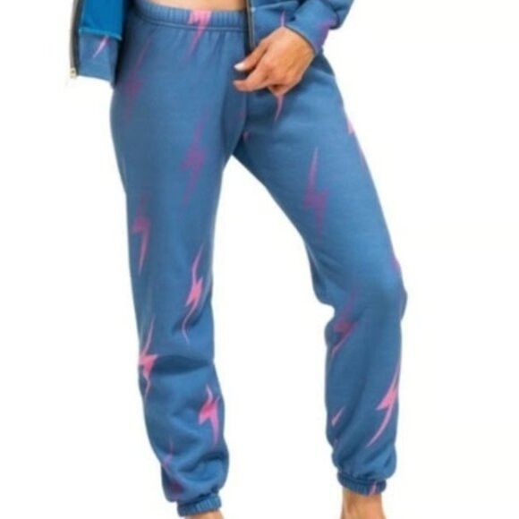 Aviator Nation Aviator Nation Blue, Pink, & Purple Bolt Repeat Sweatpants‎ Size 30" / US 8 / IT 44 - 1 Thumbnail