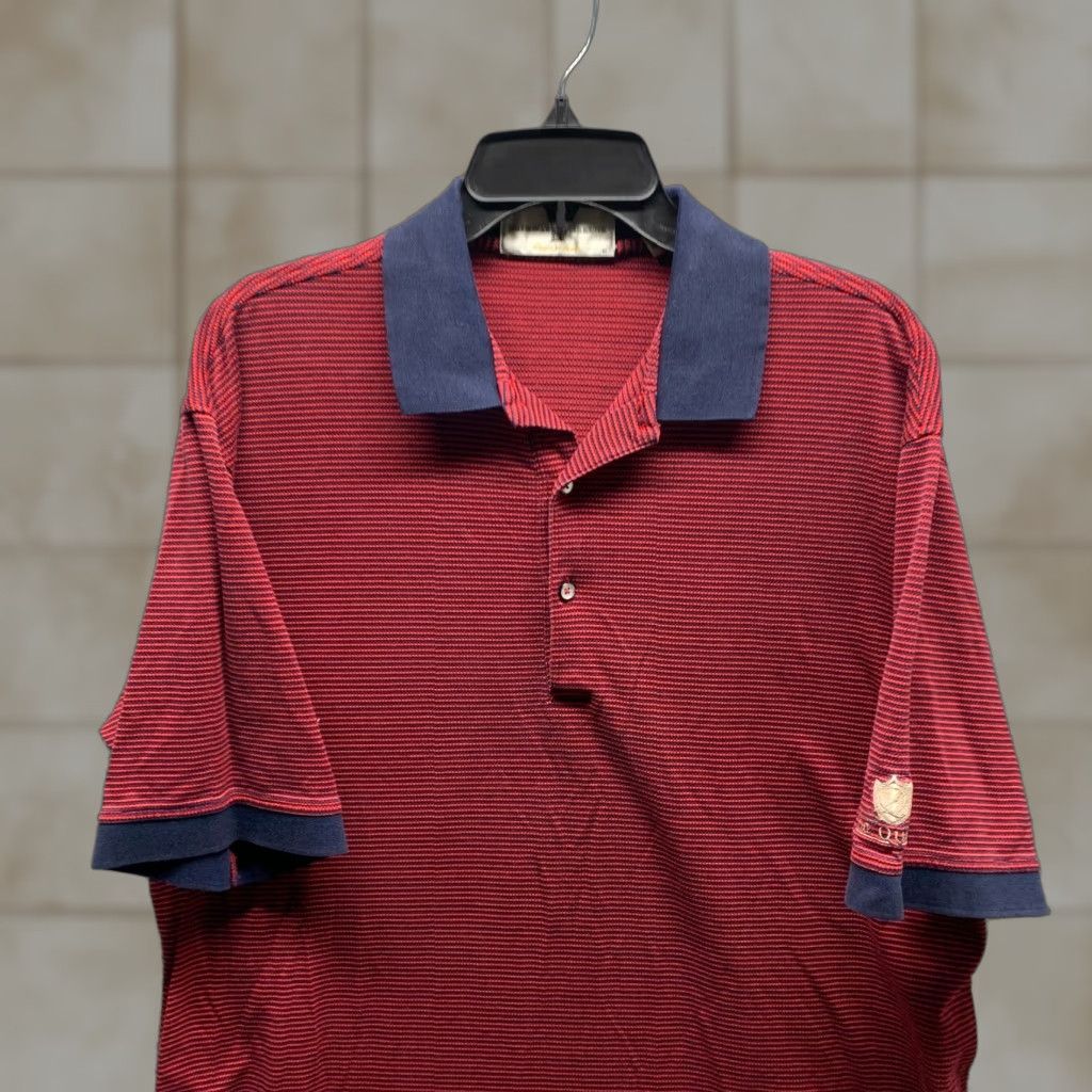 Vintage VINTAGE Fairway & Greene Polo Shirt Men's Regular L Red Striped 90s Golf Cotton Short/Long Sleeve Size US L / EU 52-54 / 3 - 1 Thumbnail