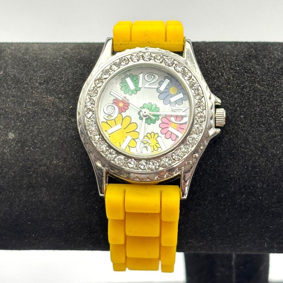 Geneva Silver & Yellow Floral Geneva Watch Size ONE SIZE - 1 Thumbnail
