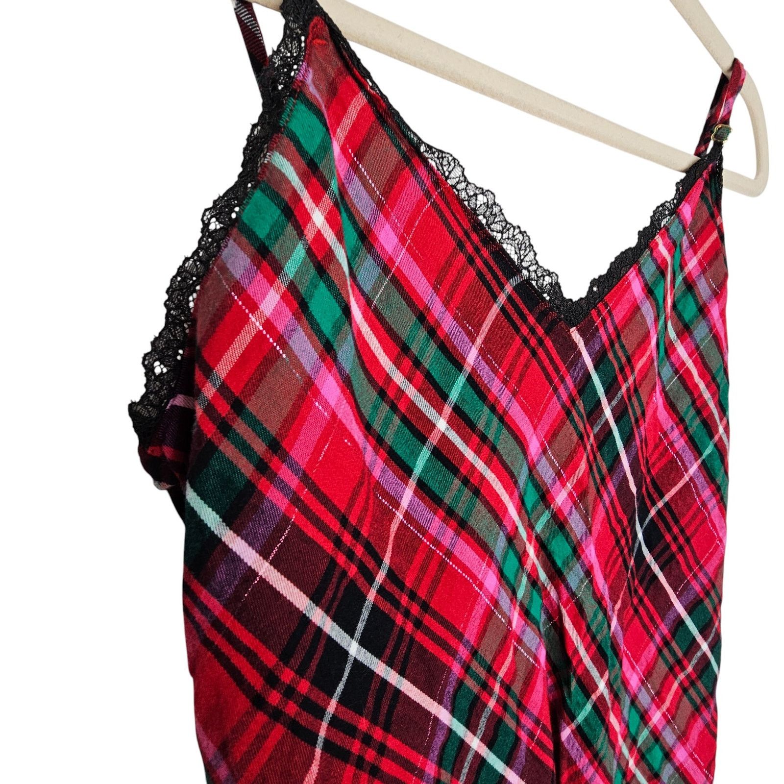 Victoria's Secret Victorias Secret Plaid Cami Slip Dress Lace M Dark Academia Size 30" / US 8 / IT 44 - 4 Thumbnail