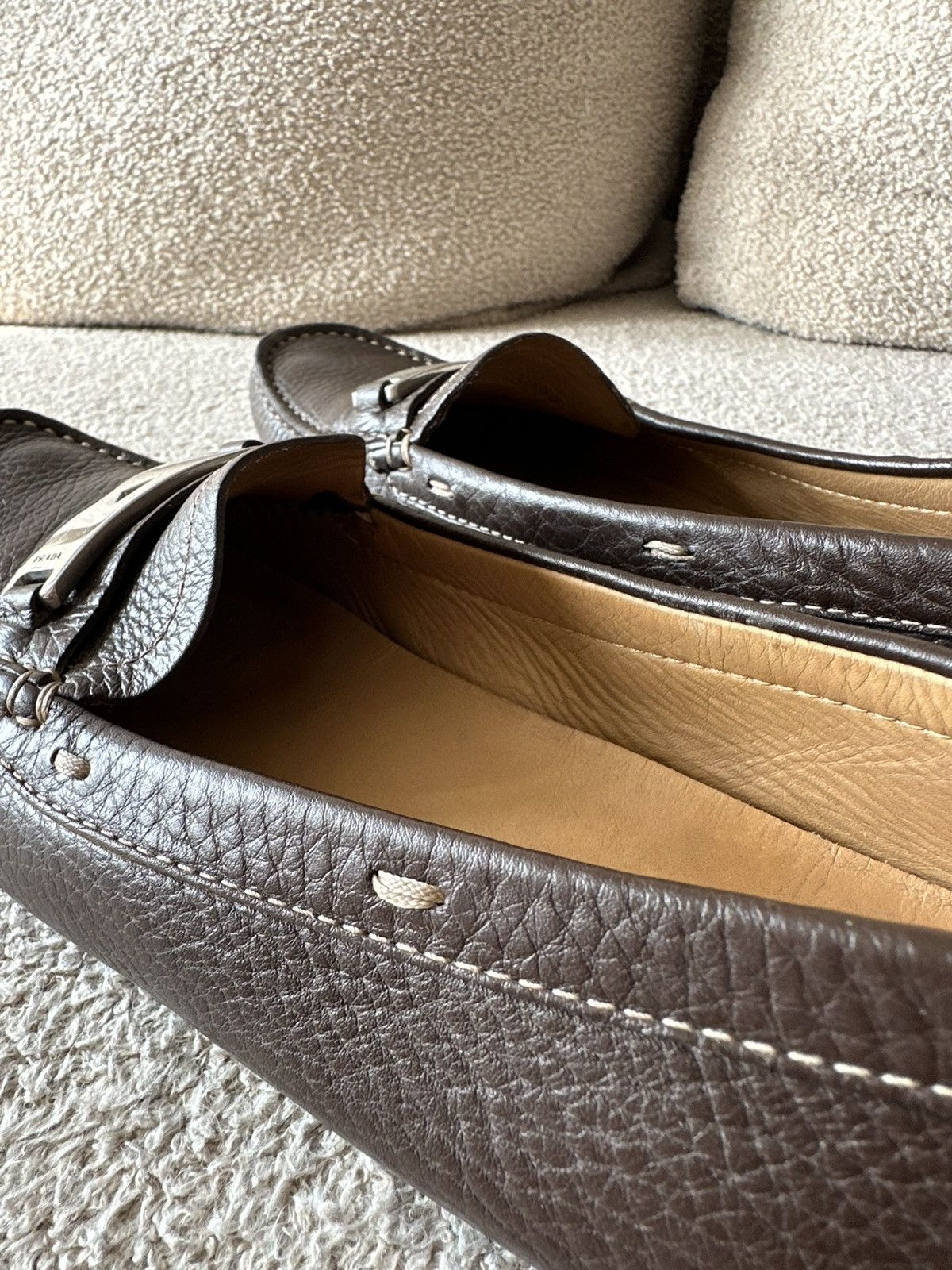 Prada Luxury Vintage Prada leather brown loafers moccasins women Size US 6 / IT 36 - 8 Thumbnail