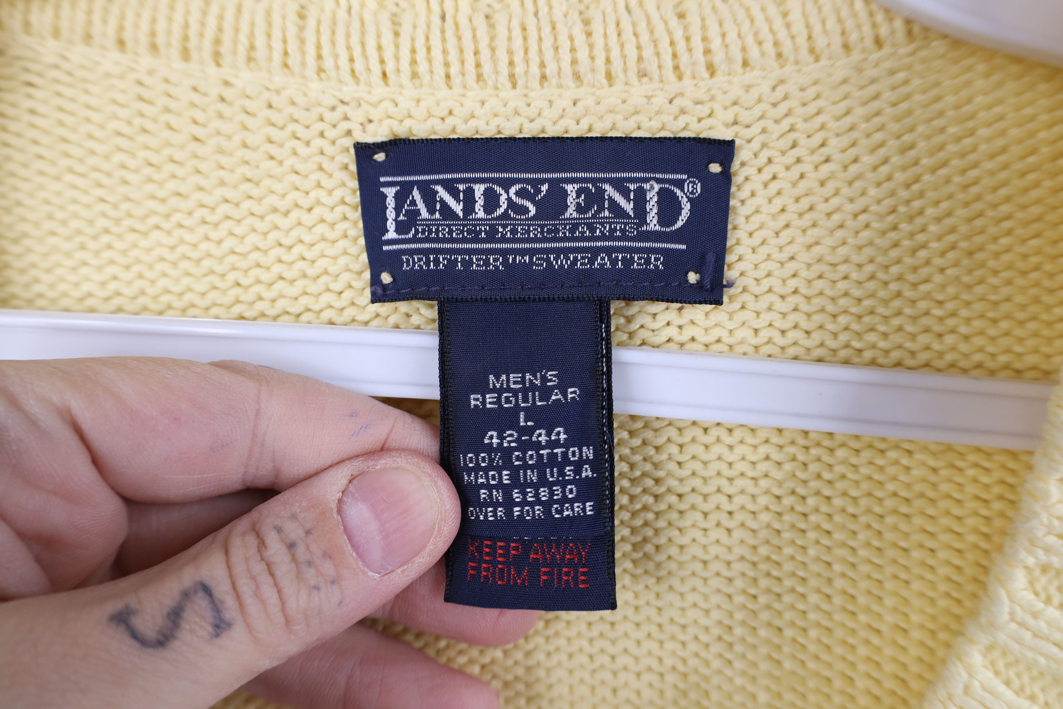 Lands' End Vintage 90s Lands End Knit Crewneck Sweater Yellow USA Size US L / EU 52-54 / 3 - 6 Thumbnail