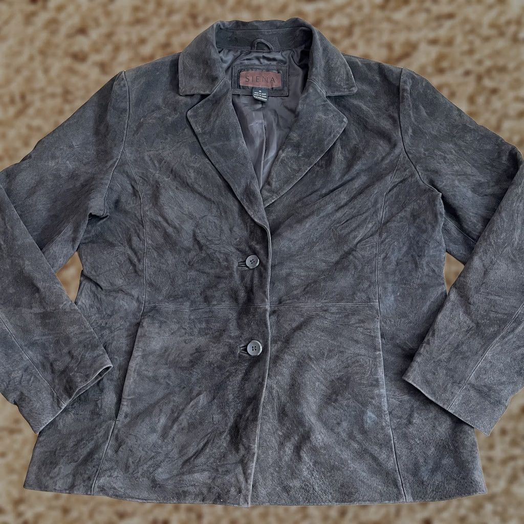 Vintage Siena Jacket Womens 16 Brown Leather Suede Outdoors Button Pockets Coat Ladies Size XXL / US 16-18 / IT 52-54 - 1 Thumbnail