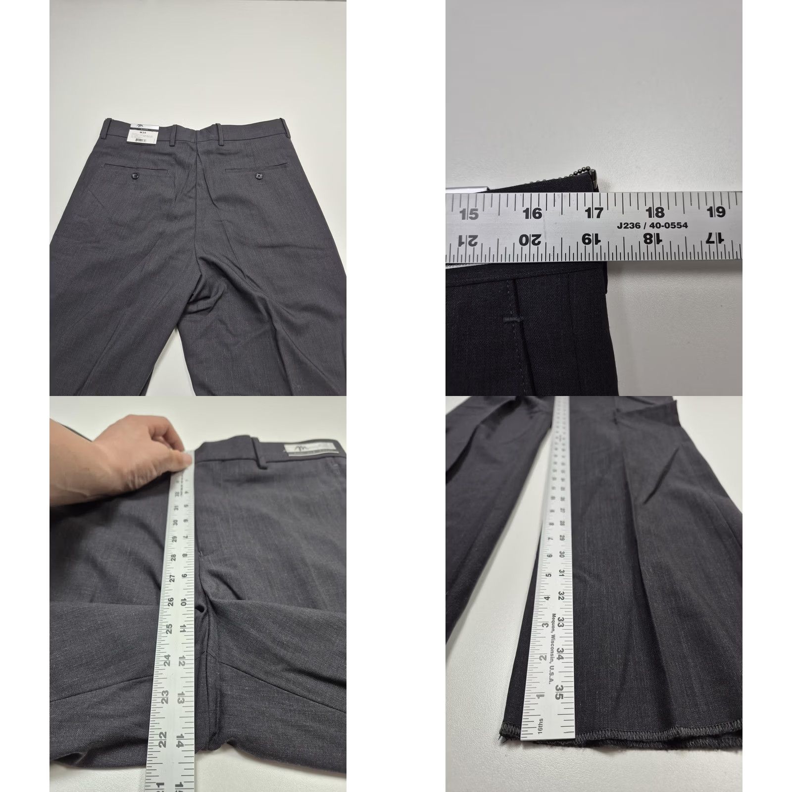 Vintage Montefino Mondo KELLY-A OP Dress Pants Mens 34x36 Gray Wool Super 120s Flat Front Unhemmed"} Size US 34 / EU 50 - 8 Thumbnail