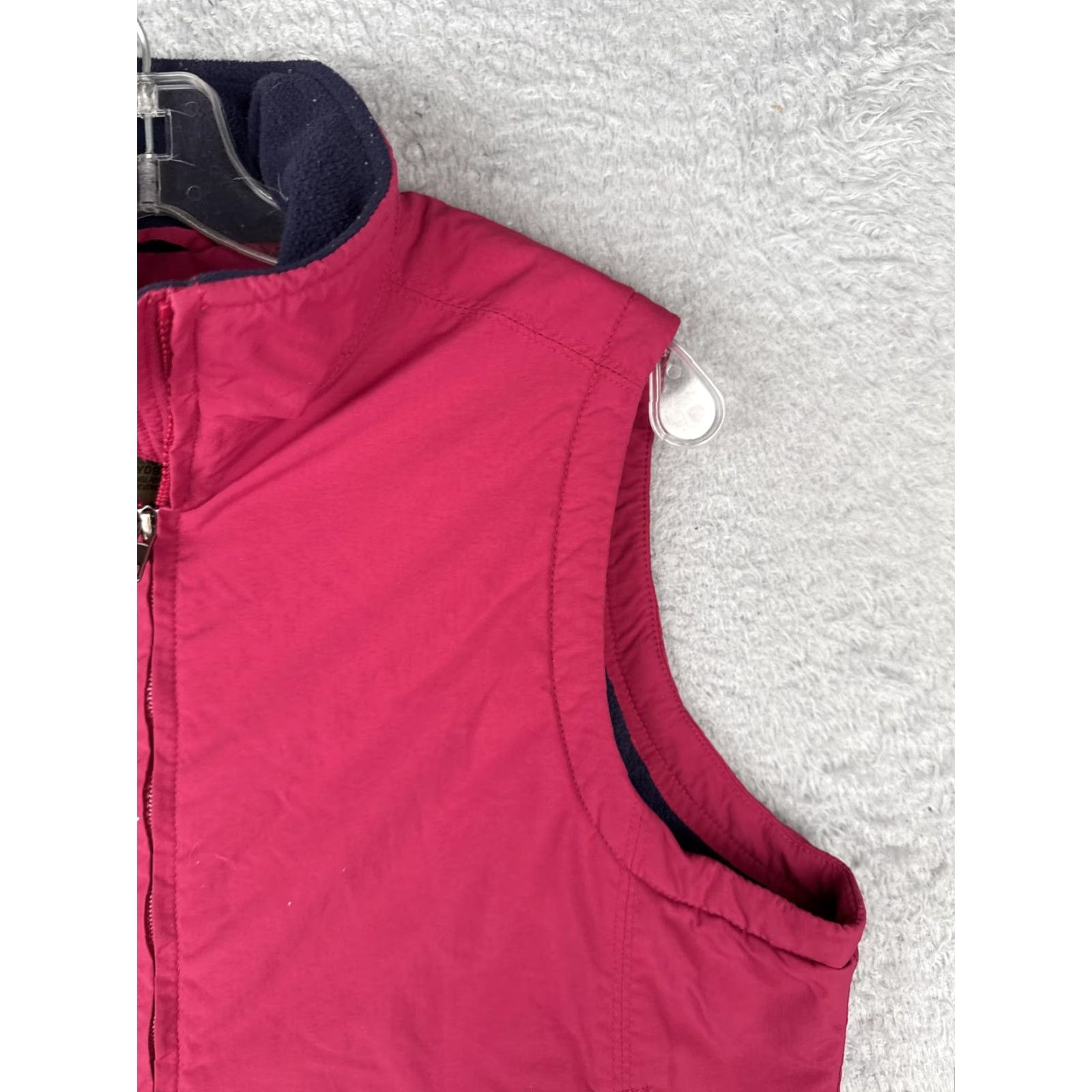 Vintage LL Bean Vest Womens Medium Raspberry Red Fleece Lined Nylon Zip Pockets Outdoor Size M / US 6-8 / IT 42-44 - 4 Thumbnail