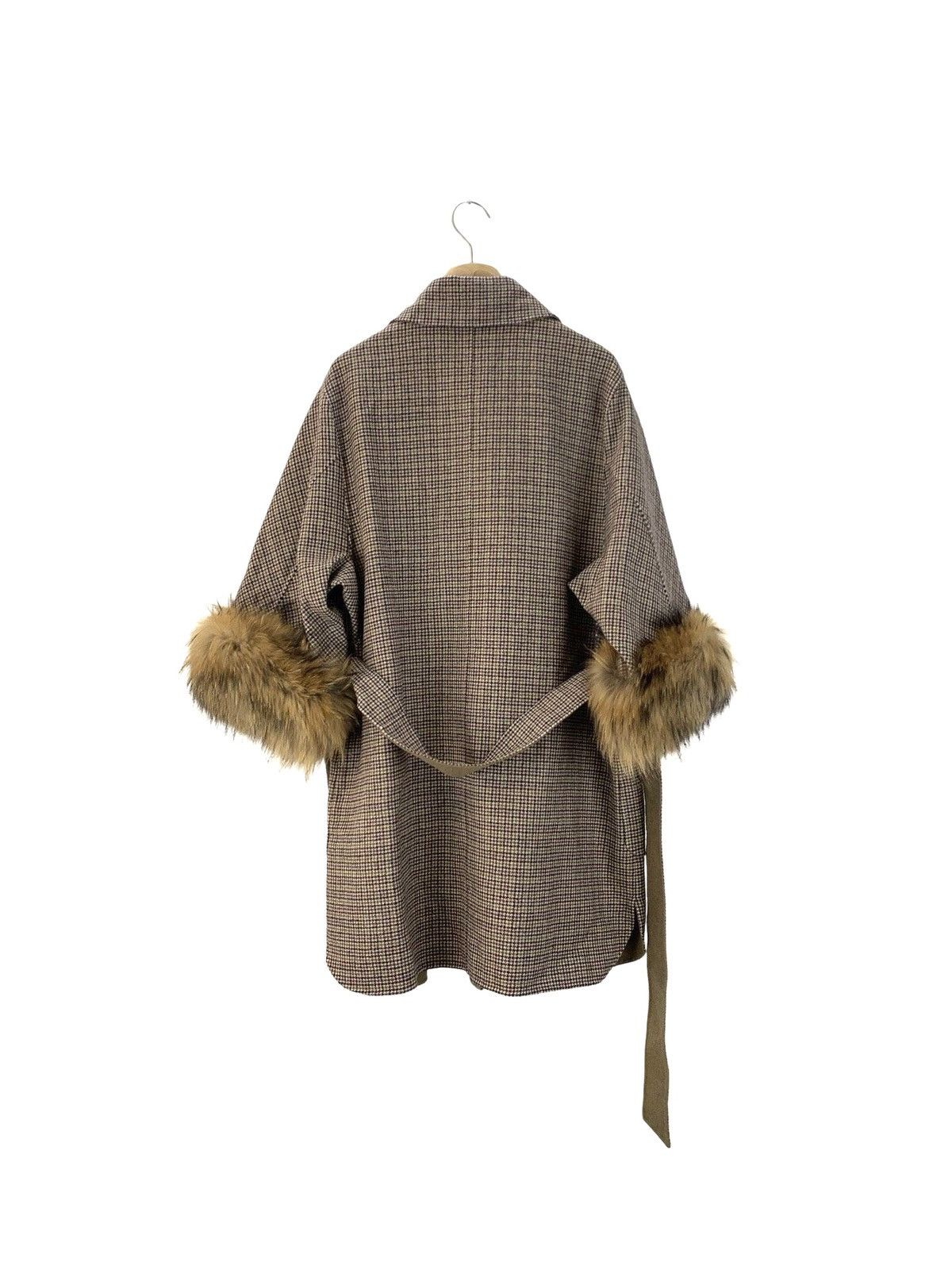 Weekend Max Mara WEEKEND MAX MARA BEIGE HOUNDSTOOTH WOOL FUR TRIMMED COAT Size XS / US 0-2 / IT 36-38 - 2 Thumbnail