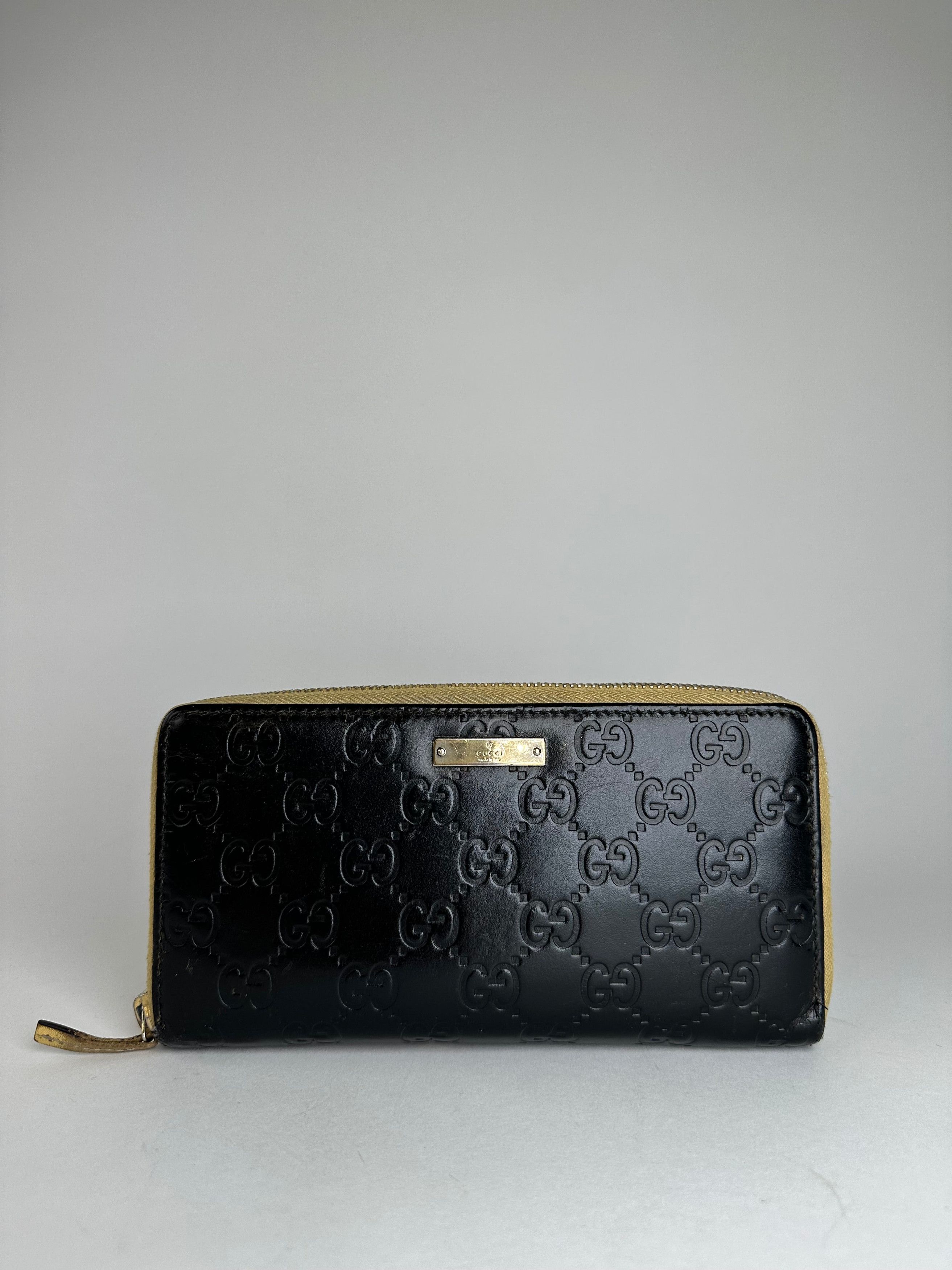Gucci Vintage ssima Leather Zip Around Long Wallet Black Size ONE SIZE - 1 Thumbnail