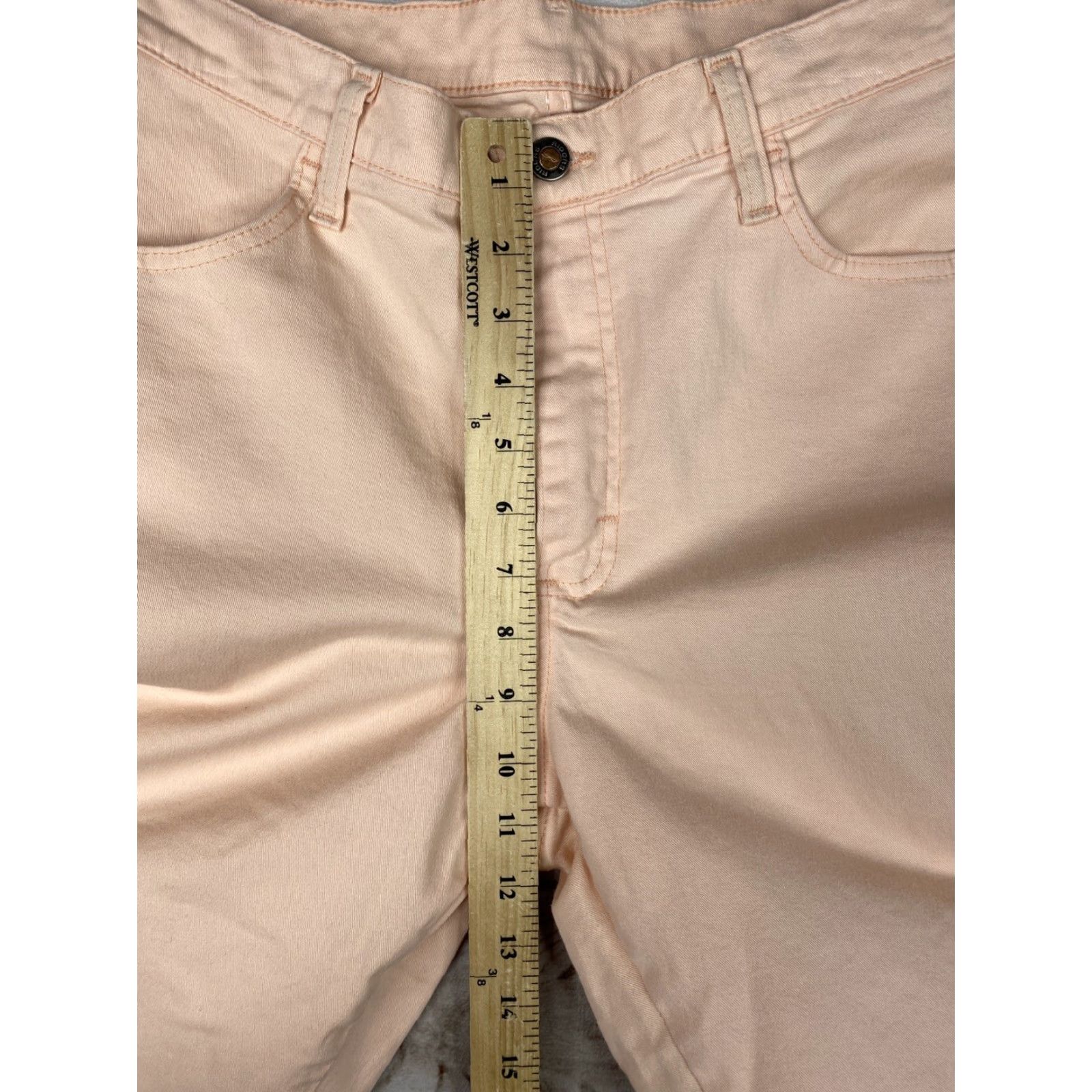Vintage Riders by Lee Jeans Womens Sz 14 Peach Embroidered Straight Leg Stretch Denim Shirt? Size 36" / US 14 / IT 50 - 6 Thumbnail