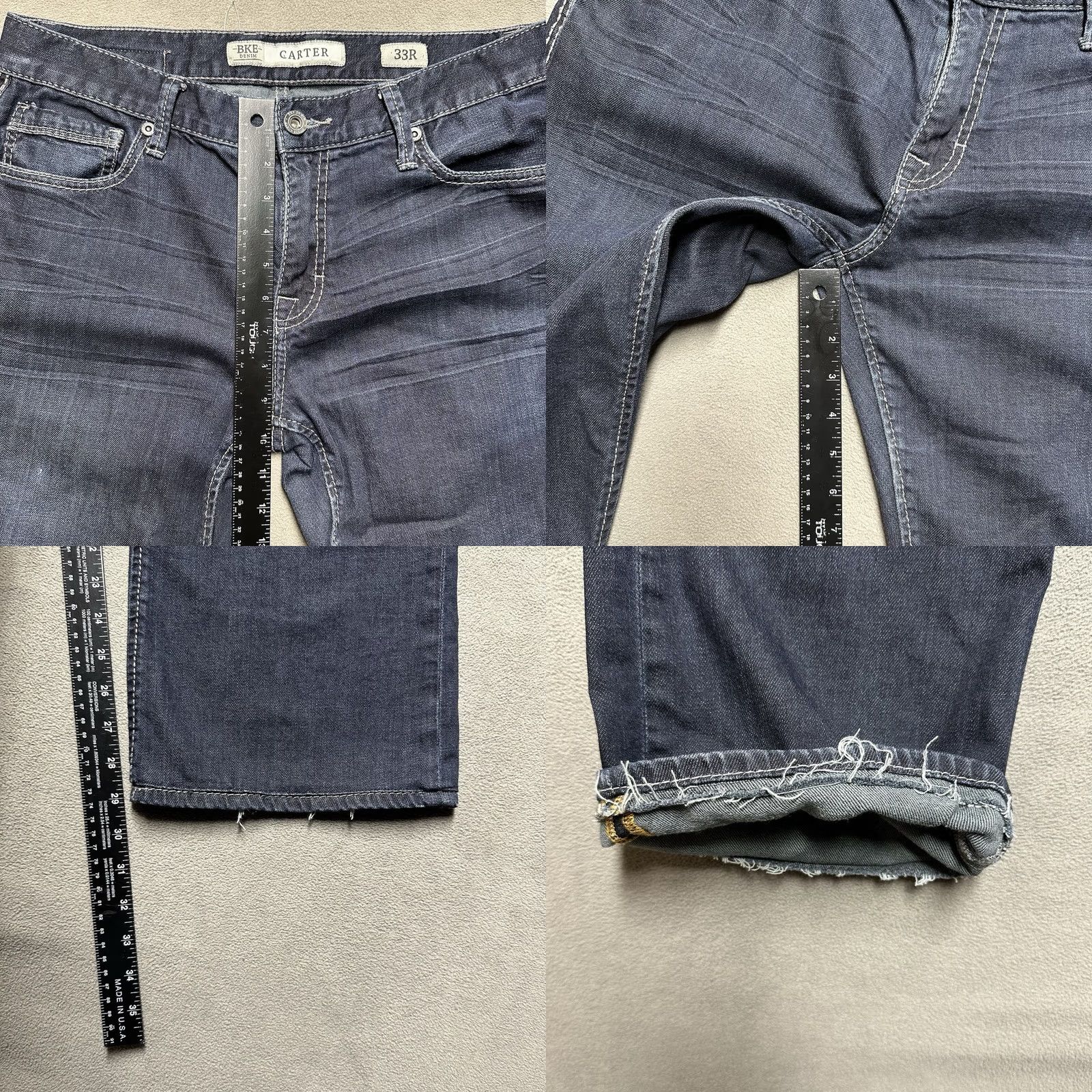 Vintage Buckle BKE Carter Jeans Mens 33R 34x29 Blue Denim Bootcut Dark Wash GUC Size US 33 - 9 Thumbnail