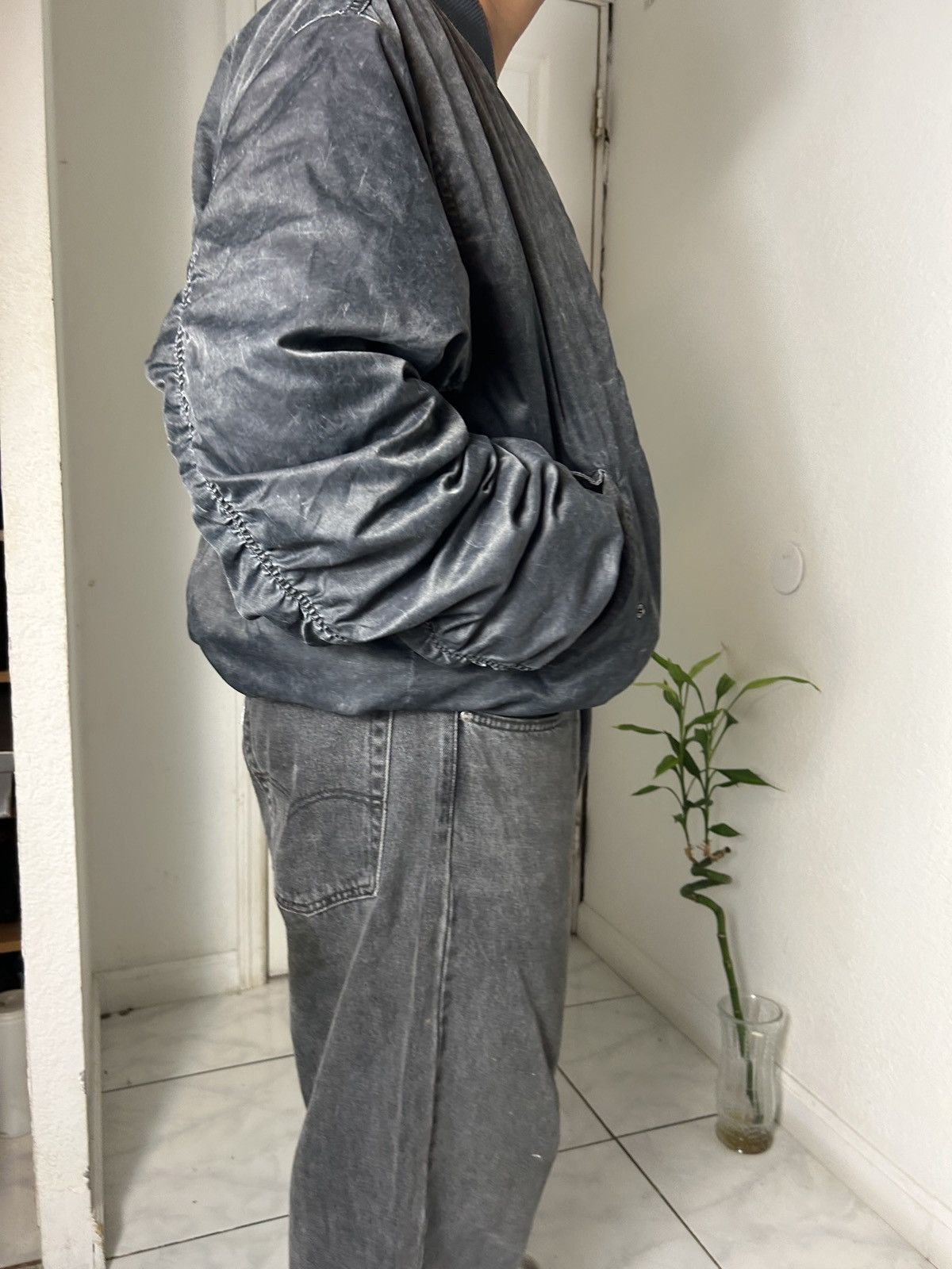 Bershka Grey Bershka Gothic Vintage Bomber Jacket Size US L / EU 52-54 / 3 - 3 Thumbnail