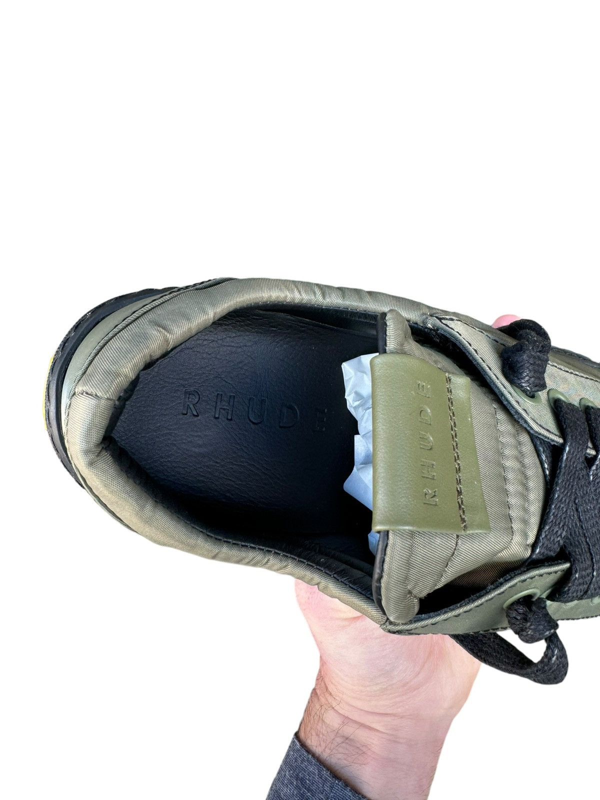 Rhude Unreleased Green V1 Nylon Lo Sneaker Size US 12 / EU 45 - 6 Thumbnail