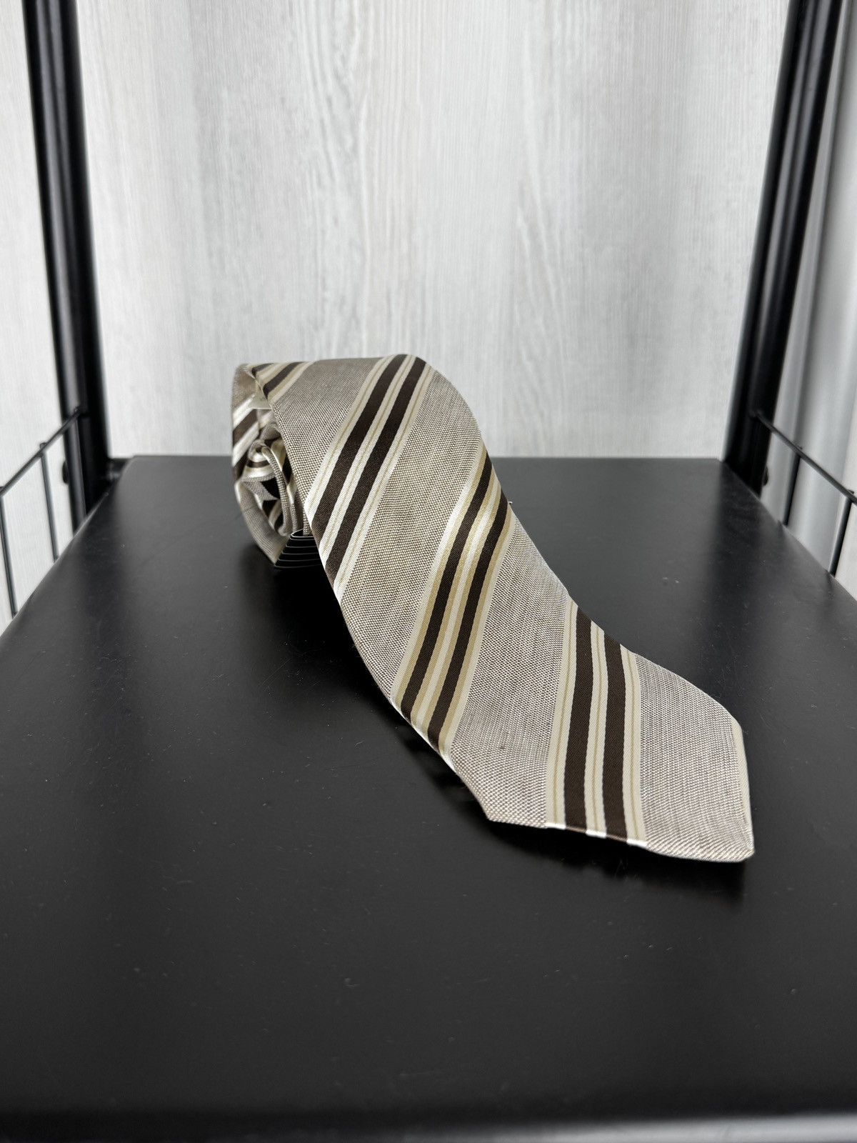 Ermenegildo Zegna NEW ERMENEGILDO ZEGNA Tie Silk Linen Grey Italy Authentic Size ONE SIZE - 1 Thumbnail