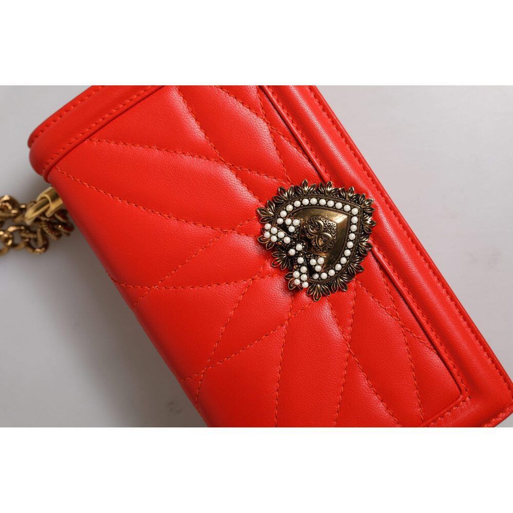 Dolce & Gabbana Dolce & Gabbana Red Quilted Devotion Crossbody Chain Phone C Size ONE SIZE - 7 Thumbnail