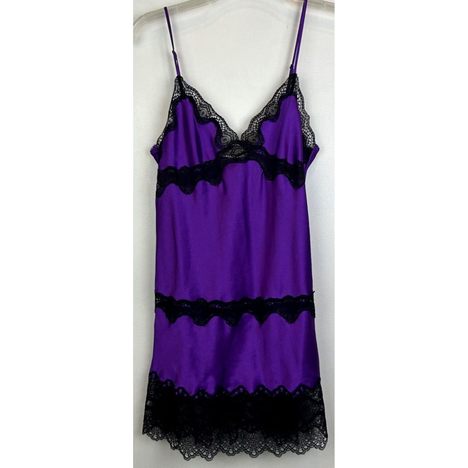 Victoria's Secret Victoria's Secret Slip Dress Nighty S Purple Black Lace Coquette Sexy Read Dress Short V-Neck Sleeveless Adjustable Straps Women Regular XS? No — S Size S / US 4 / IT 40 - 2 Thumbnail