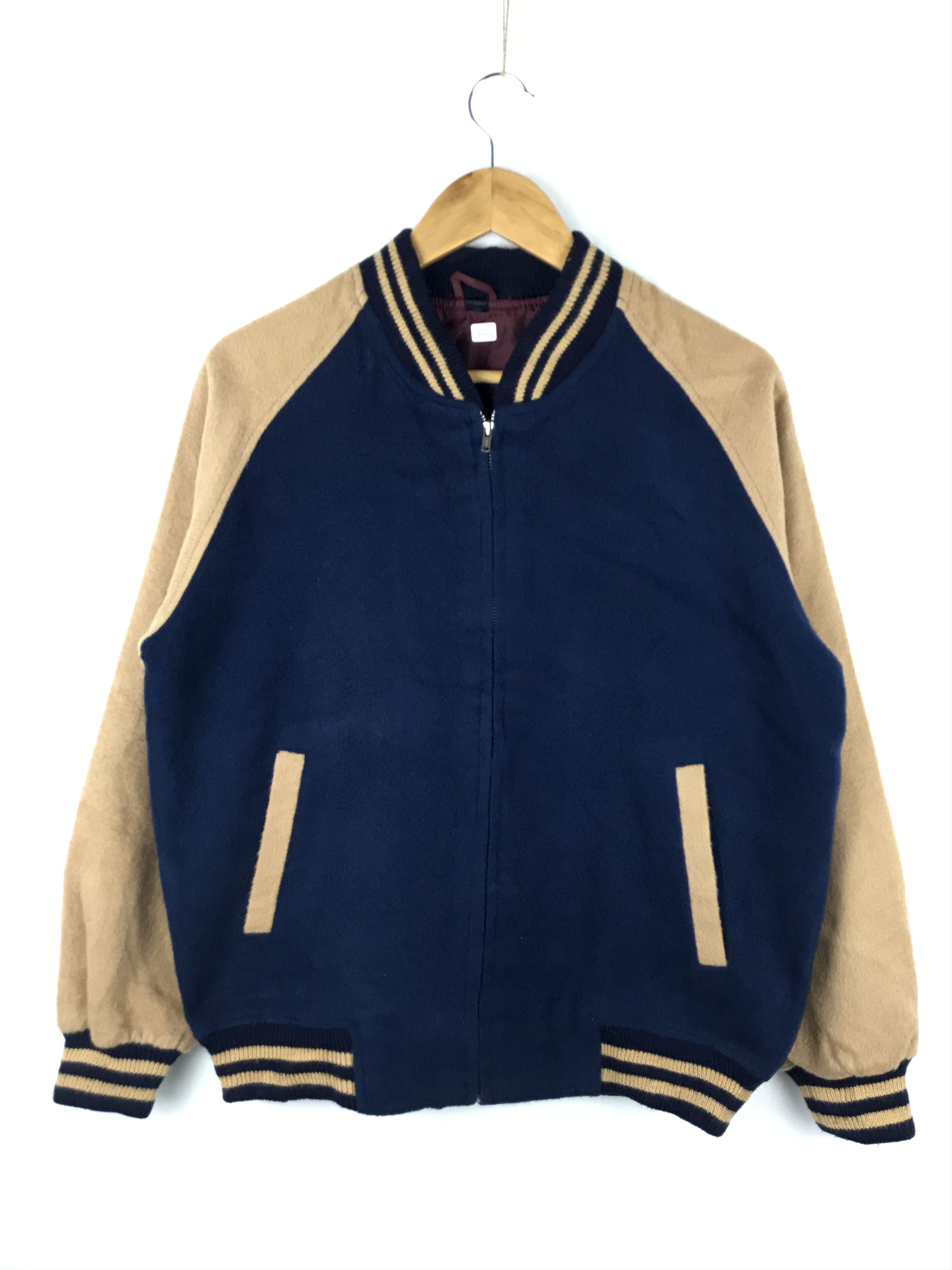 image of Unbrnd x Varsity Jacket Vintage Unbrand Varsity Jacket in Dark Blue, Men's (Size Medium)