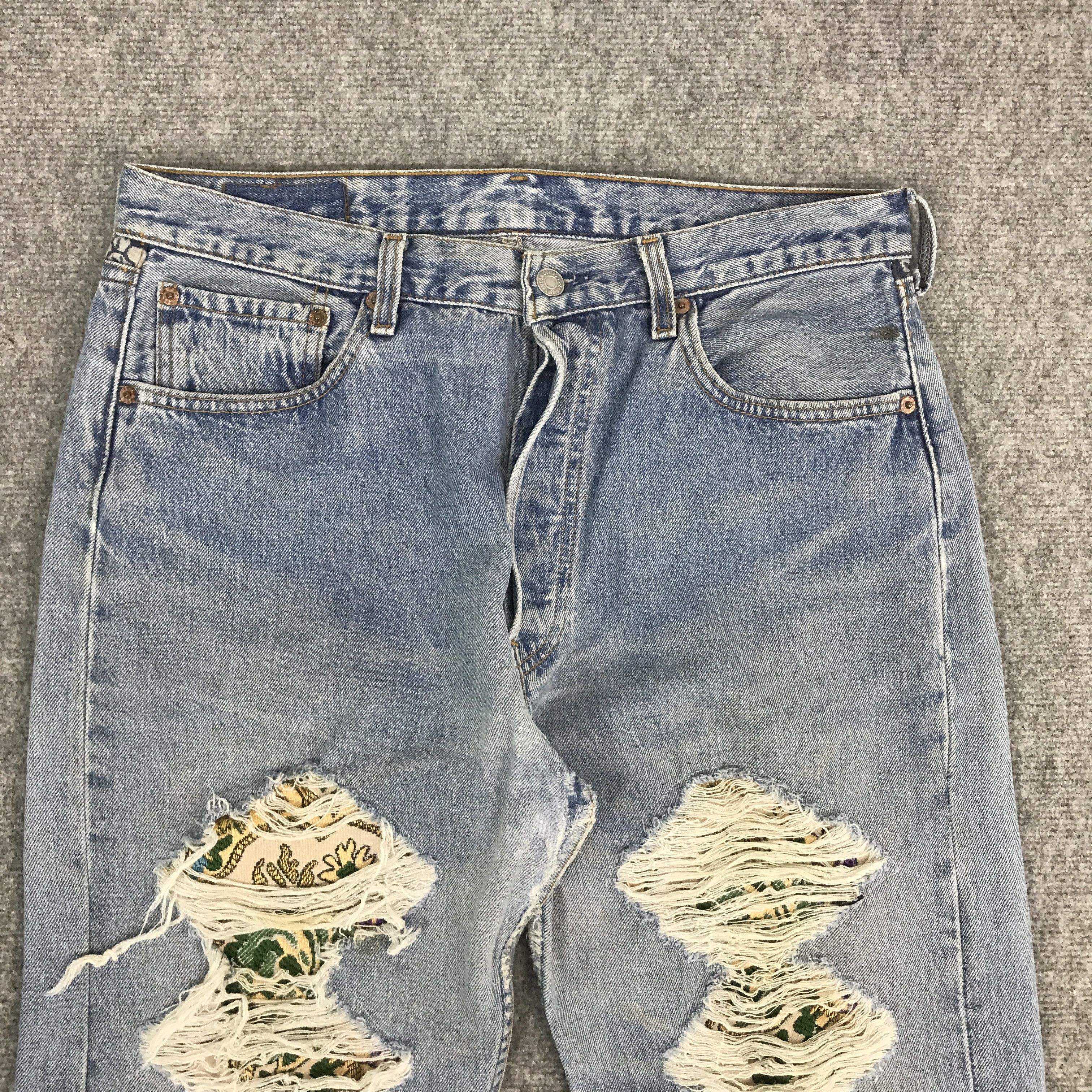Levi's Vintage Clothing × Vintage LEVI'S 501 DISTRESSED PATCHWORK DENIM JEANS Size US 32 / EU 48 - 2 Thumbnail