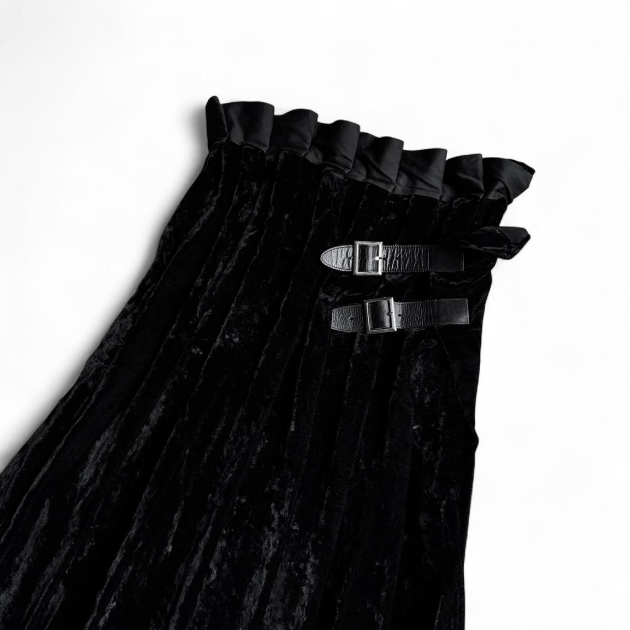 Yohji Yamamoto Yohji Yamamoto 90s black velvet maxi skirt leather buckle Size 28" / US 6 / IT 42 - 3 Thumbnail