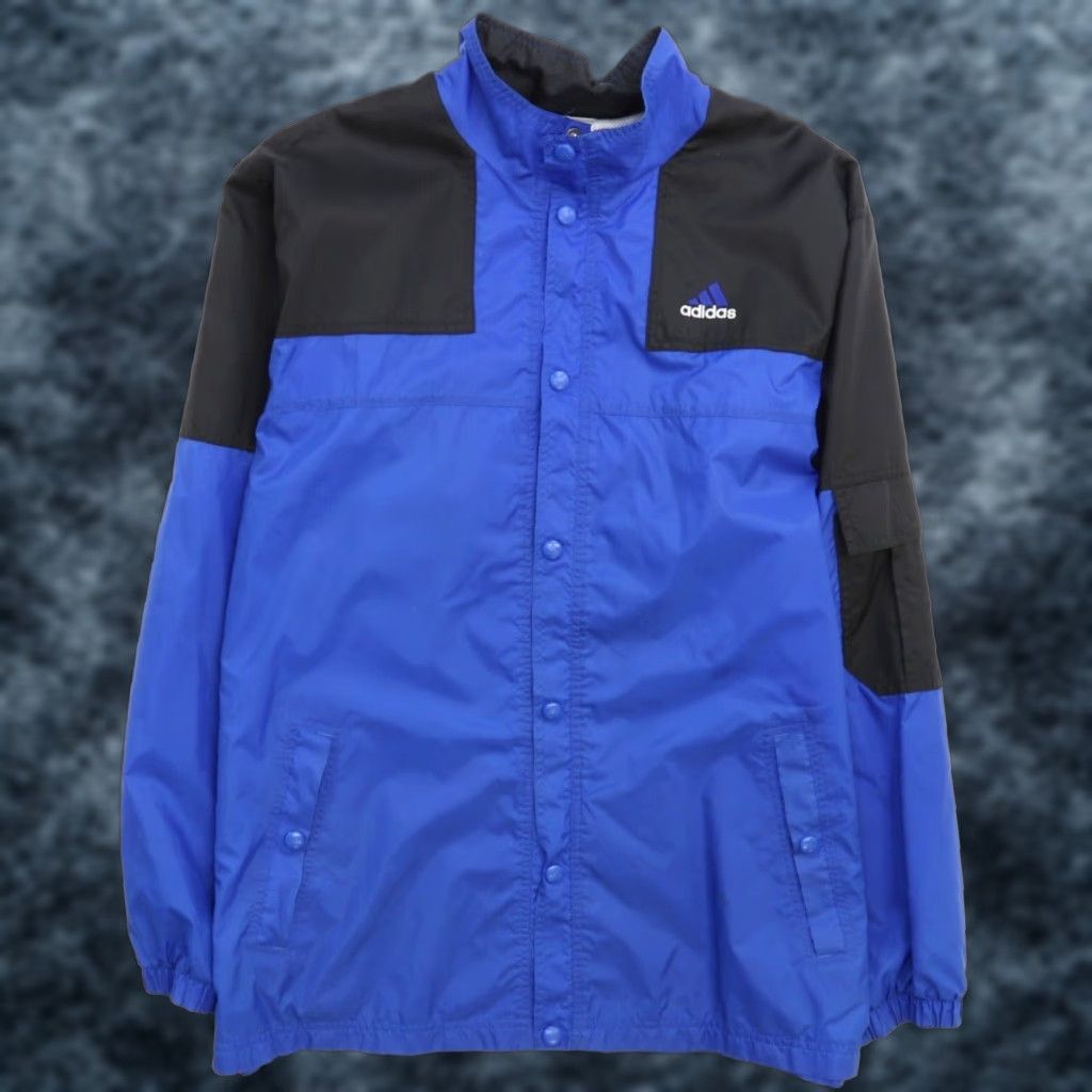 VINTAGE Adidas Windbreaker Jacket Mens Medium Blue Nylon - Main Image