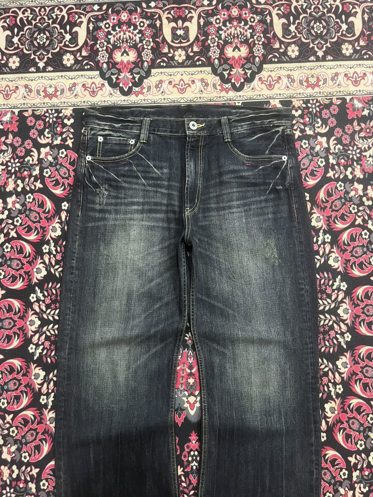If Six Was Nine Vintage Japanese Agate Rhinestone Angelic Wing Flare Jeans Size US 36 / EU 52 - 3 Thumbnail