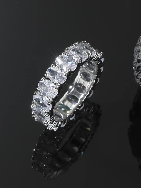 Jewelry x Vintage Rhinestone Retro Silver Y2K Ring, Men's