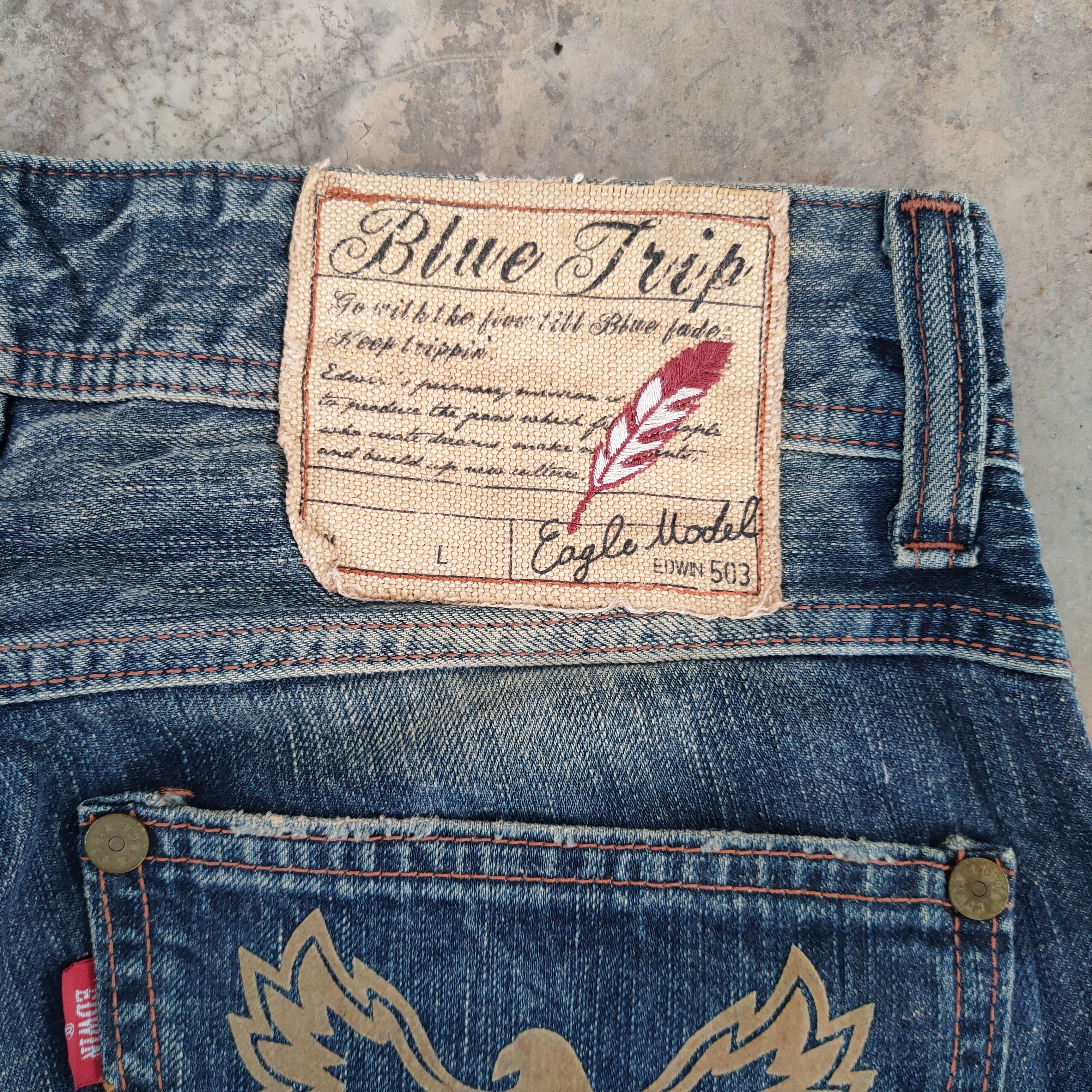 Edwin W32 VINTAGE EDWIN STORM WING FADED RIPPED JEANS PANTS Size US 32 / EU 48 - 15 Thumbnail