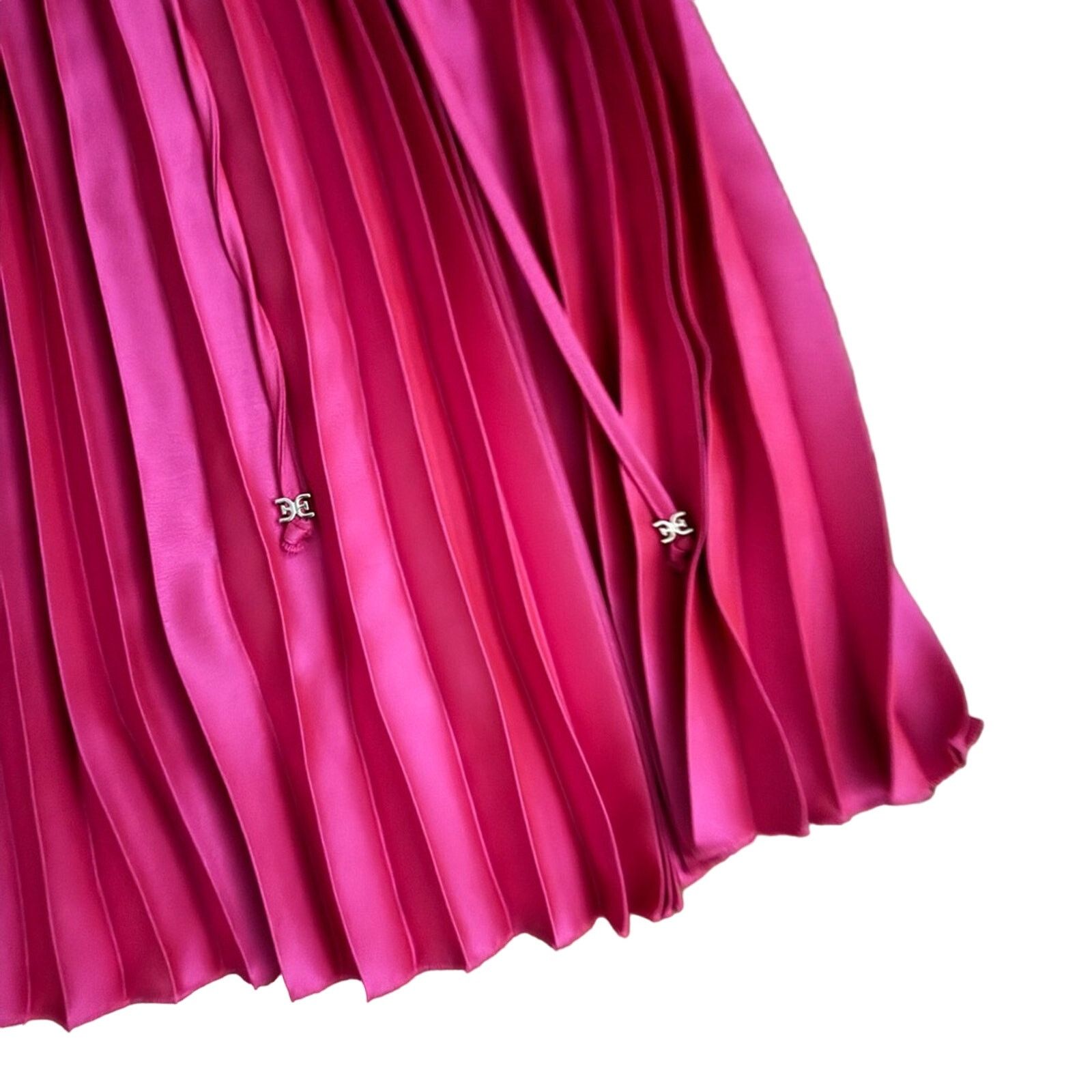 Sam Edelman Sam Edelman Hammered Satin Plissé Midi Dress Size L / US 10 / IT 46 - 8 Thumbnail