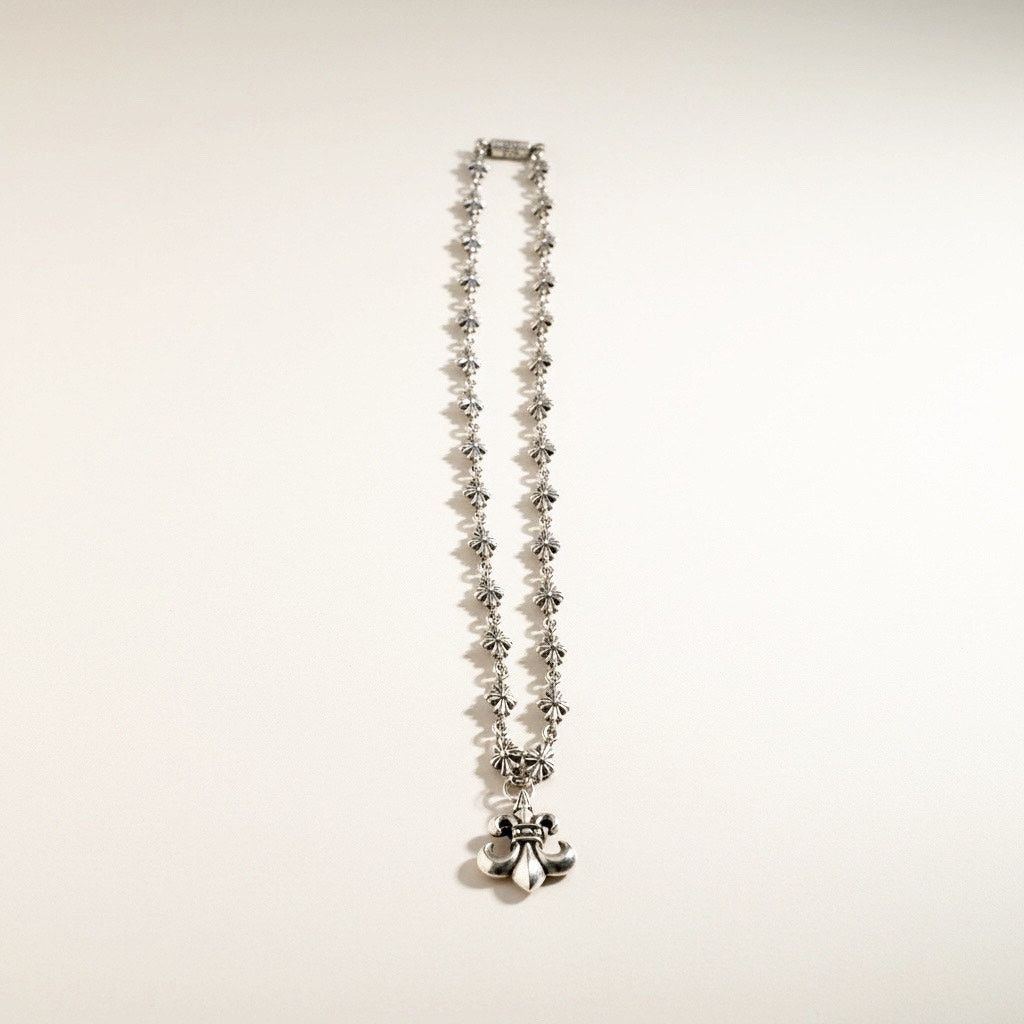 Chrome Hearts Chrome Hearts Fleur De Lis Pendent Cross Silver Necklace Size ONE SIZE - 1 Thumbnail