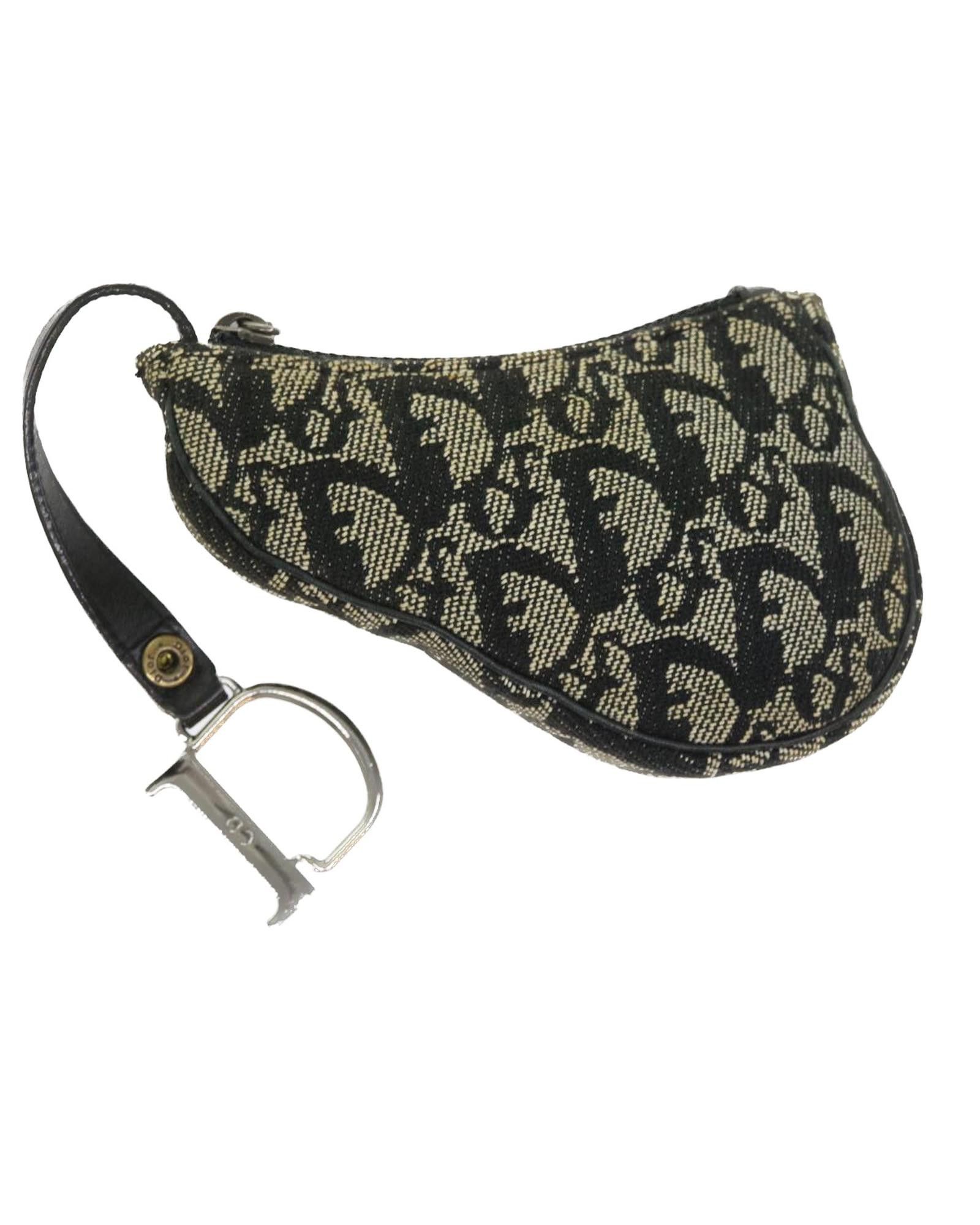 image of Dior Black Canvas Elegant Clutch, Women's
