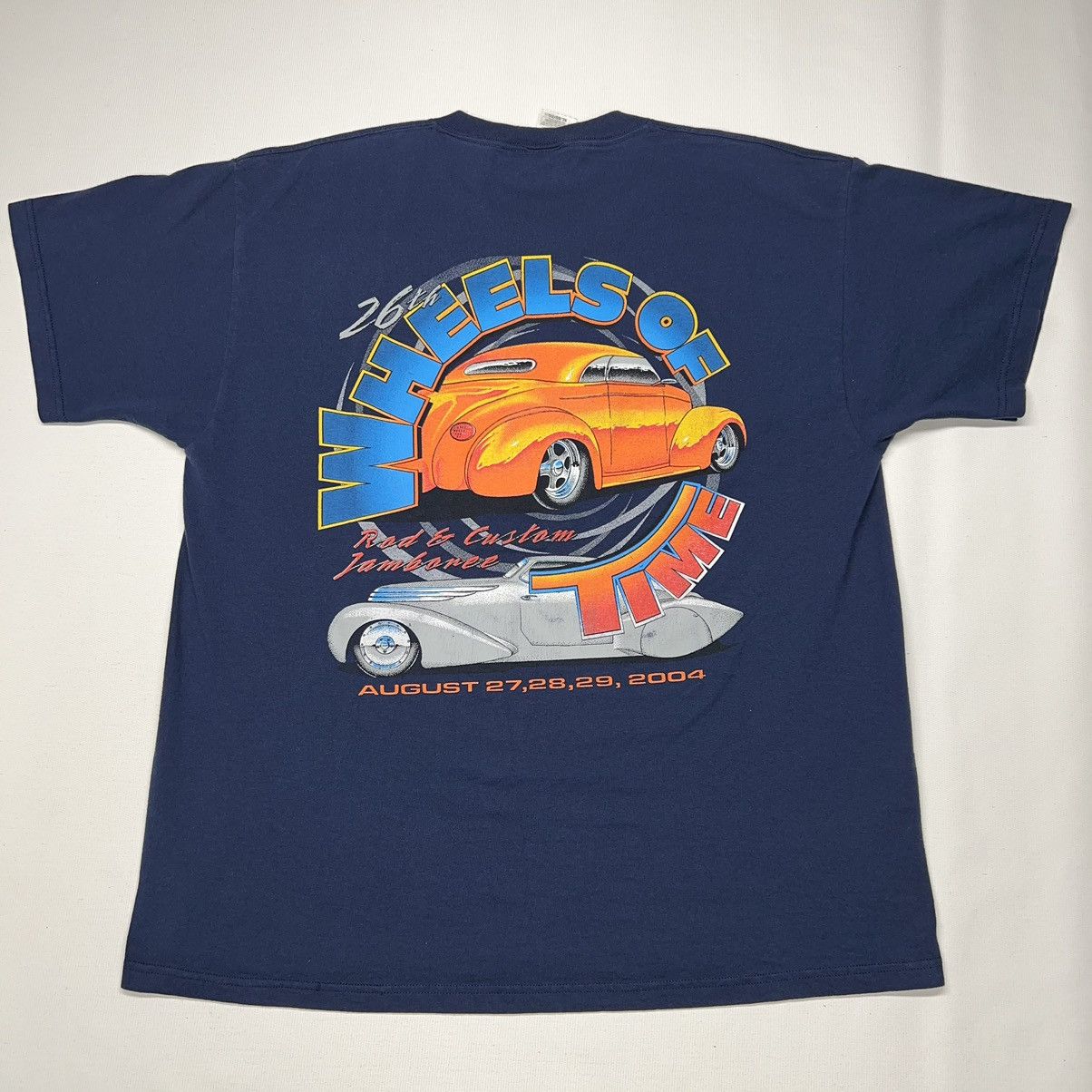 Fruit Of The Loom × Vintage Car Tee Shirt Blue Hot Rod Classic Custom Retro Graphic Size US XL / EU 56 / 4 - 1 Thumbnail