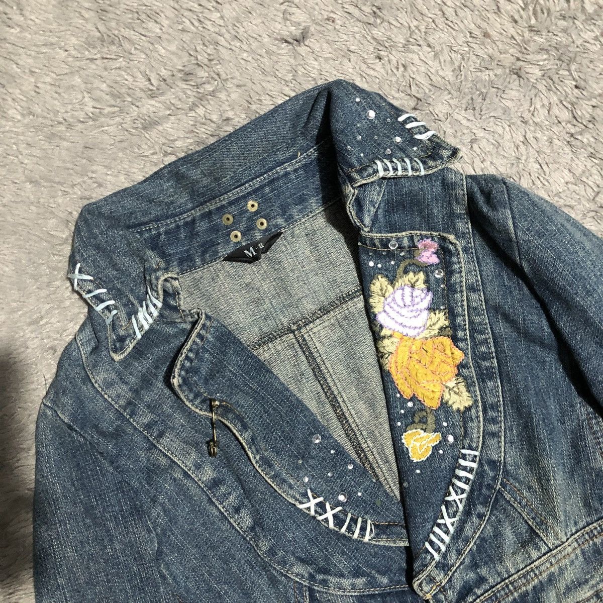 If Six Was Nine × Japanese Brand JAPANES BRAND M2 DENIM JACKET EMBROIDED ROSE Size S / US 4 / IT 40 - 11 Thumbnail
