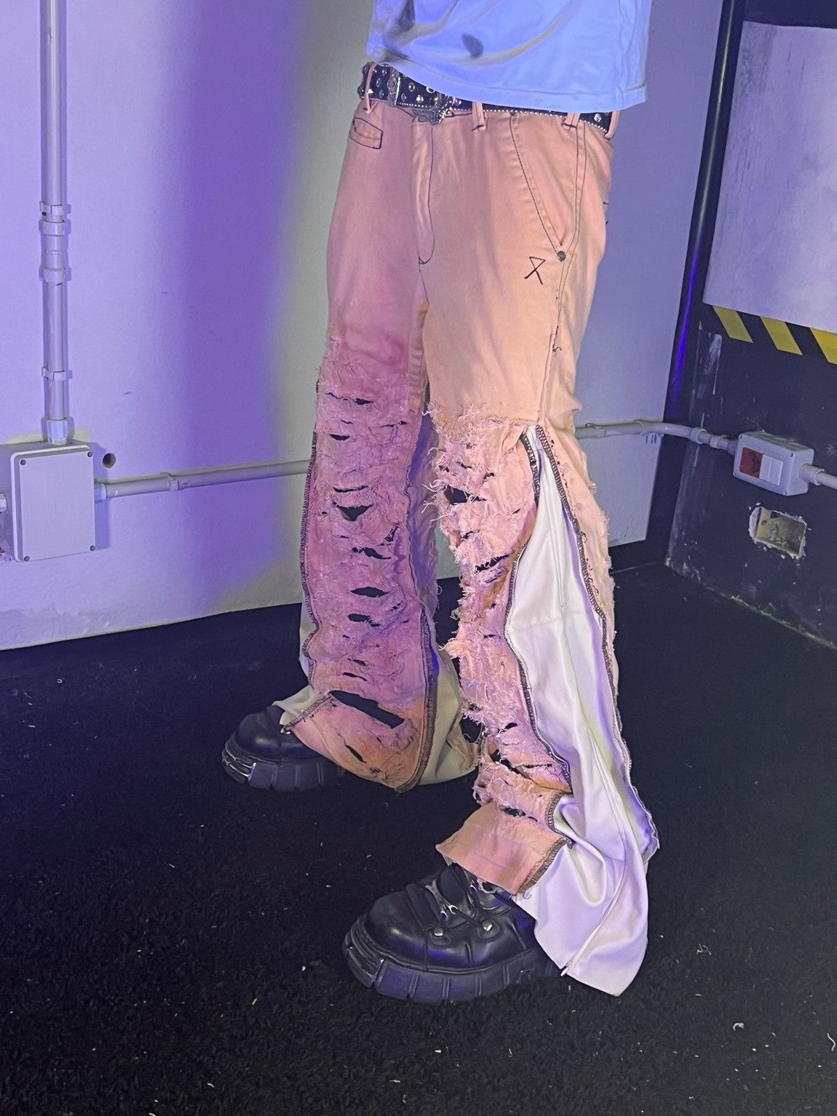 Japanese Brand PUNK Y2K OPIUM CUSTOM GOTH DISTRESSED CUSTOM JEANS LEATHER Size US 38 / EU 54 - 3 Thumbnail