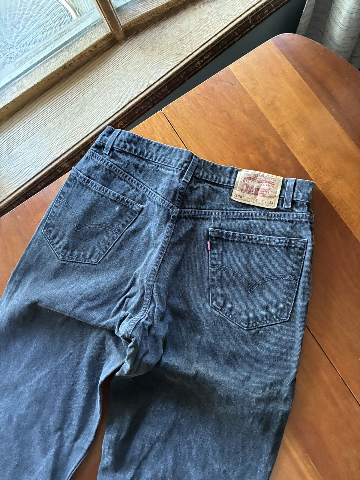 Levi's Vintage 90s Levis 550 baggy black denim jeans Size US 33 - 3 Thumbnail