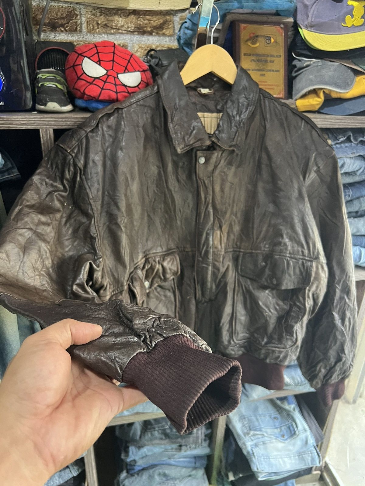 Genuine Leather 🔥Vintage Unknown Brand Real Leather Jacket Size US XL / EU 56 / 4 - 9 Thumbnail