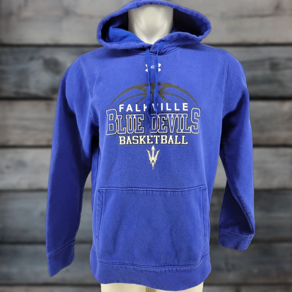 Under Armour Under Armour Men's Blue Hoodie Falkville Basketball Blue Devils Alabama Med Blue Pullover Hoodie 28.5" Down Back Mens Size US M / EU 48-50 / 2 - 1 Thumbnail