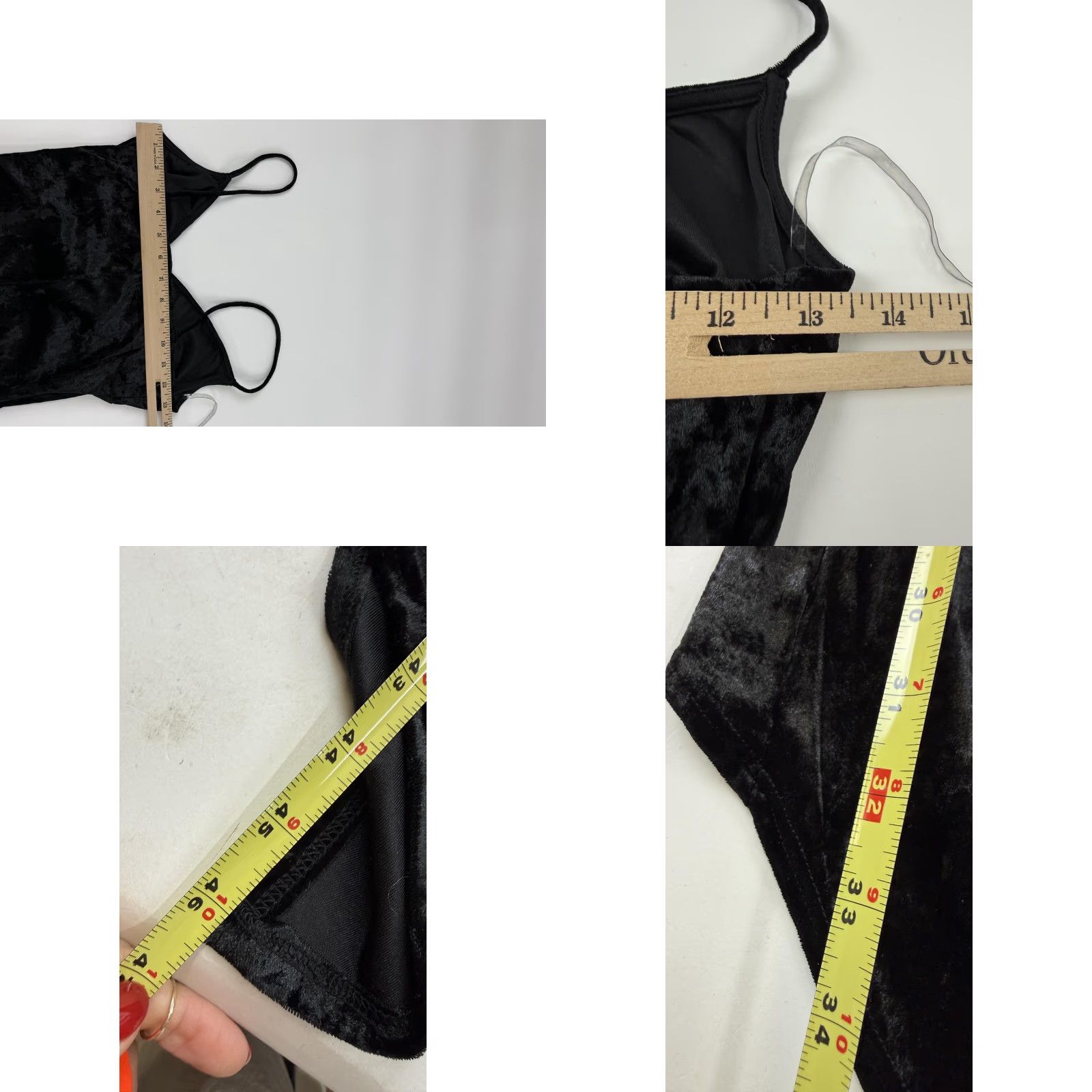 Velvet VINTAGE The Vintage Shop Dress Womens Medium Black Velvet Bodycon Asymmetrical Hem Size M / US 6-8 / IT 42-44 - 8 Thumbnail