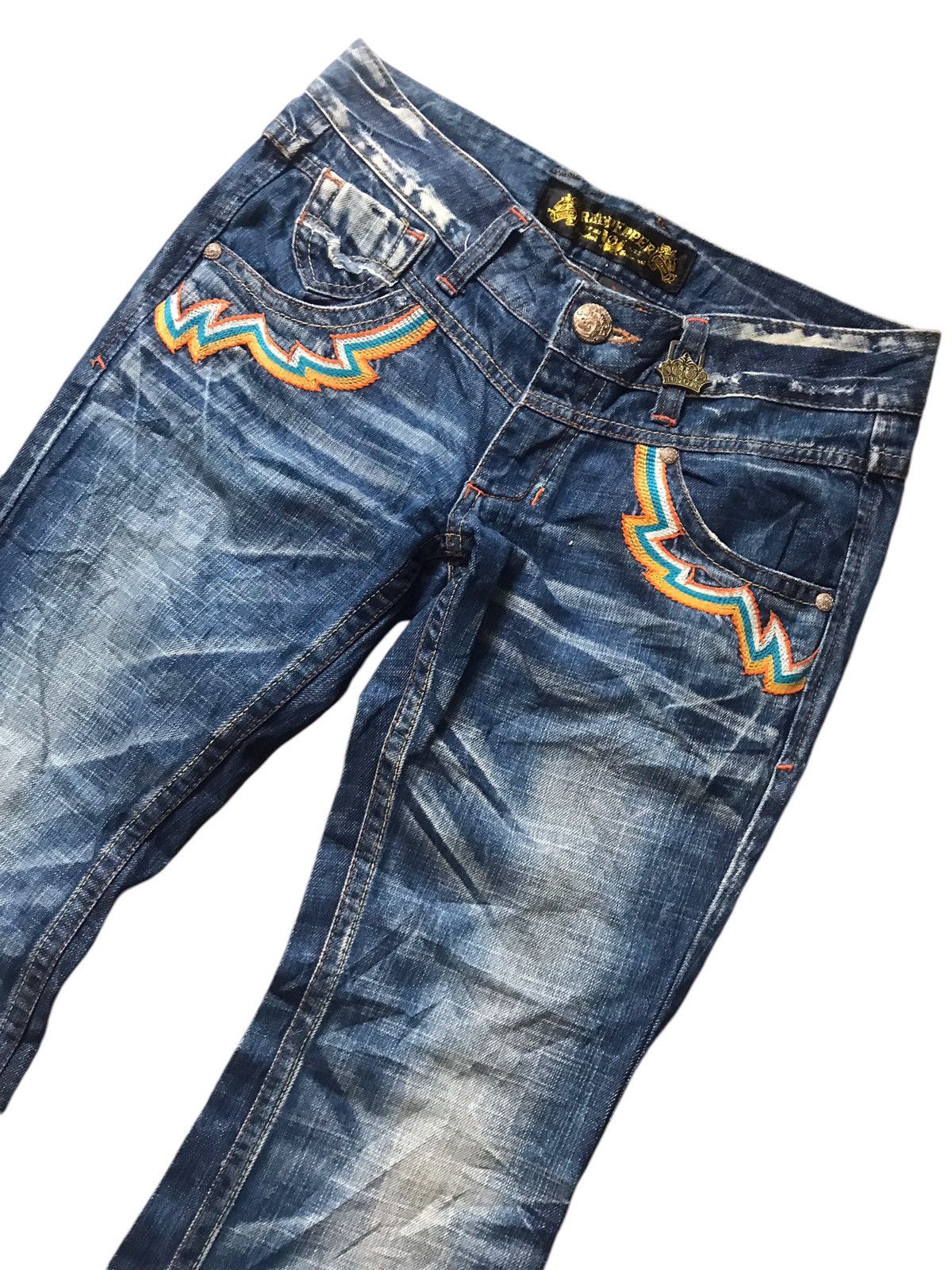 Beauty Beast Red Pepper Japan Co - Mud Washed Emblished Flare Jeans Size US 29 - 4 Thumbnail