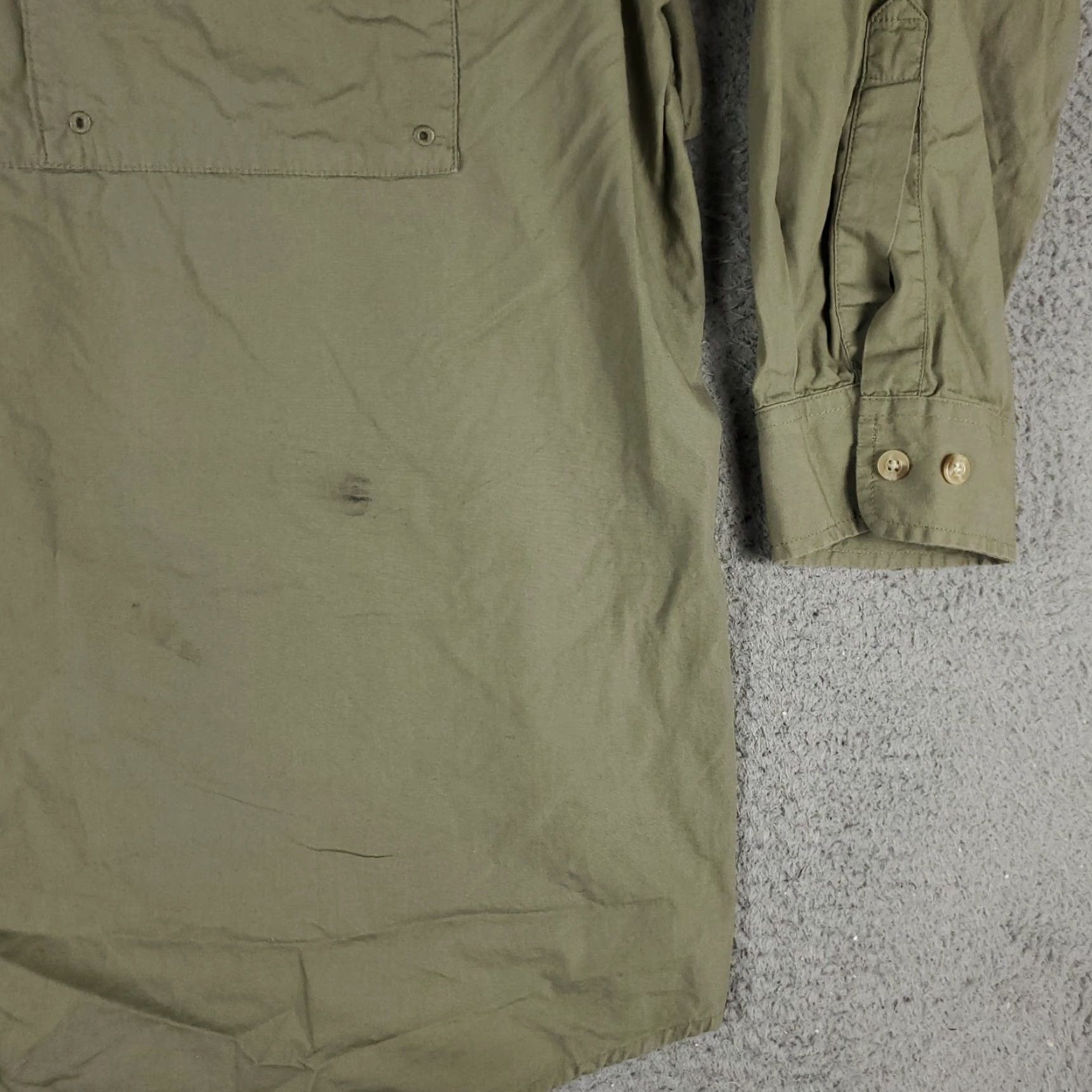 Vintage Columbia Shirt 2XL Beige Cotton Button-Up Long Sleeve Collared Pocketed Casual Mens Size US XXL / EU 58 / 5 - 4 Thumbnail