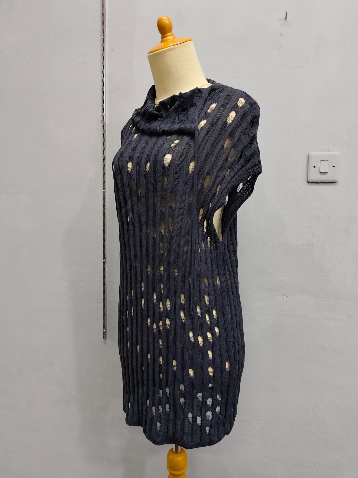 Designer × Sarah Pacini × Vintage 💥Sarah Pacini Destroyed Sleeveless Knitwear Size L / US 10 / IT 46 - 2 Thumbnail