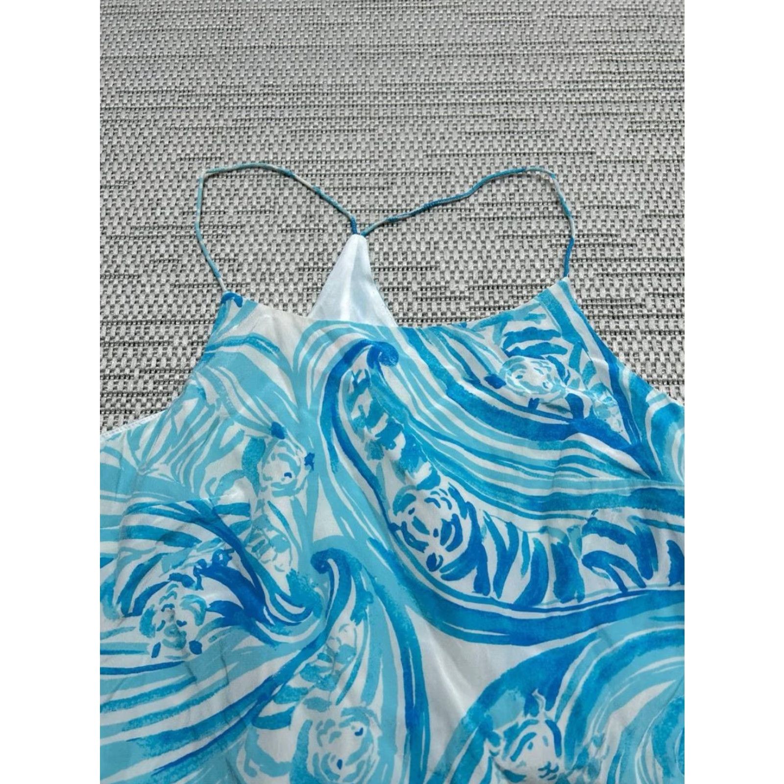 Lilly Pulitzer Lilly Pulitzer Sea Ruffles Belle Tank Womens XXS Blue Abstract Lined Racerback Size XXS / US 00 / IT 34 - 3 Thumbnail