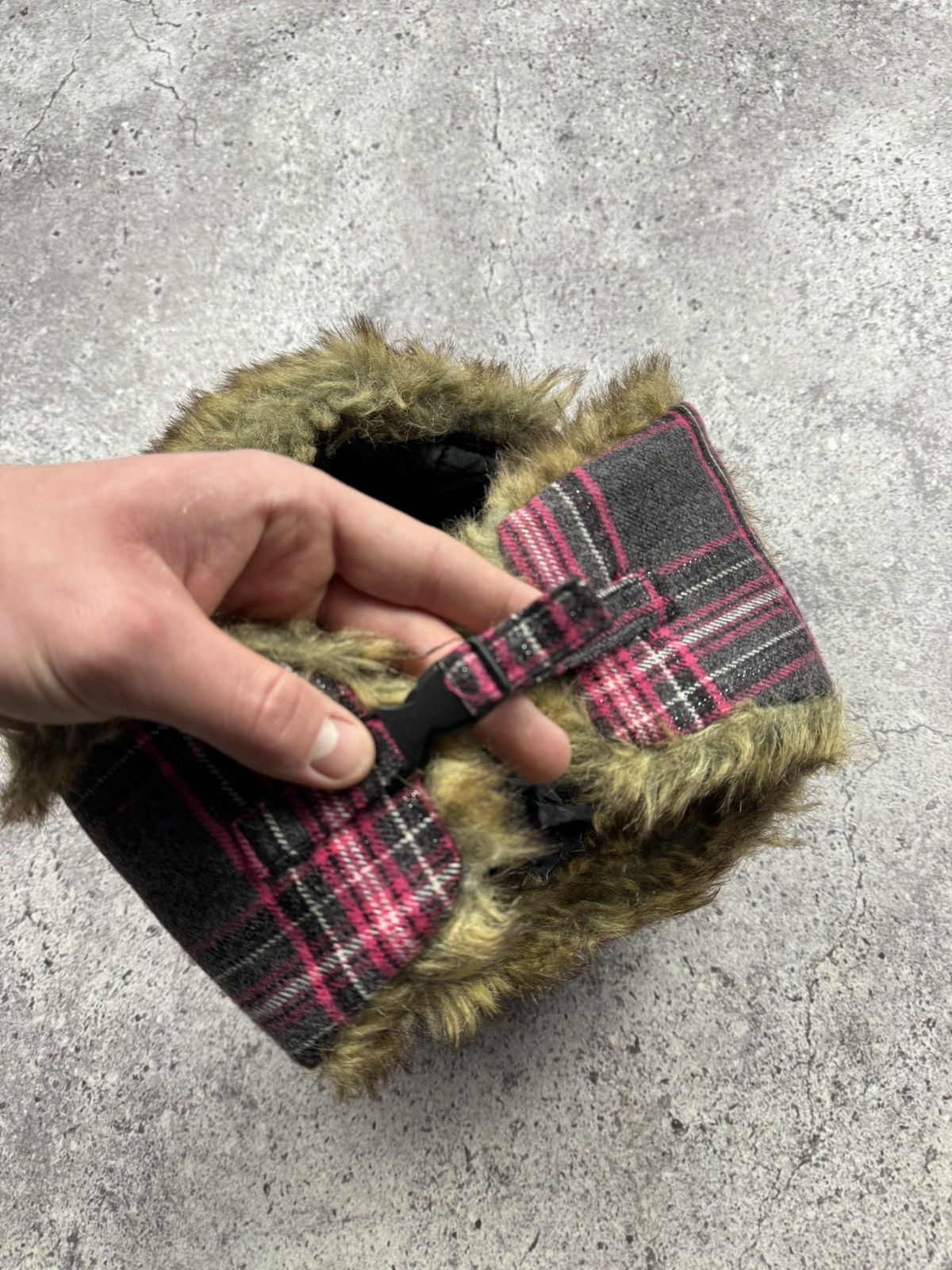 Japanese Brand Y2K pink camo Ushanka fur hat fuzzy vintage hype alt rare Size ONE SIZE - 5 Thumbnail