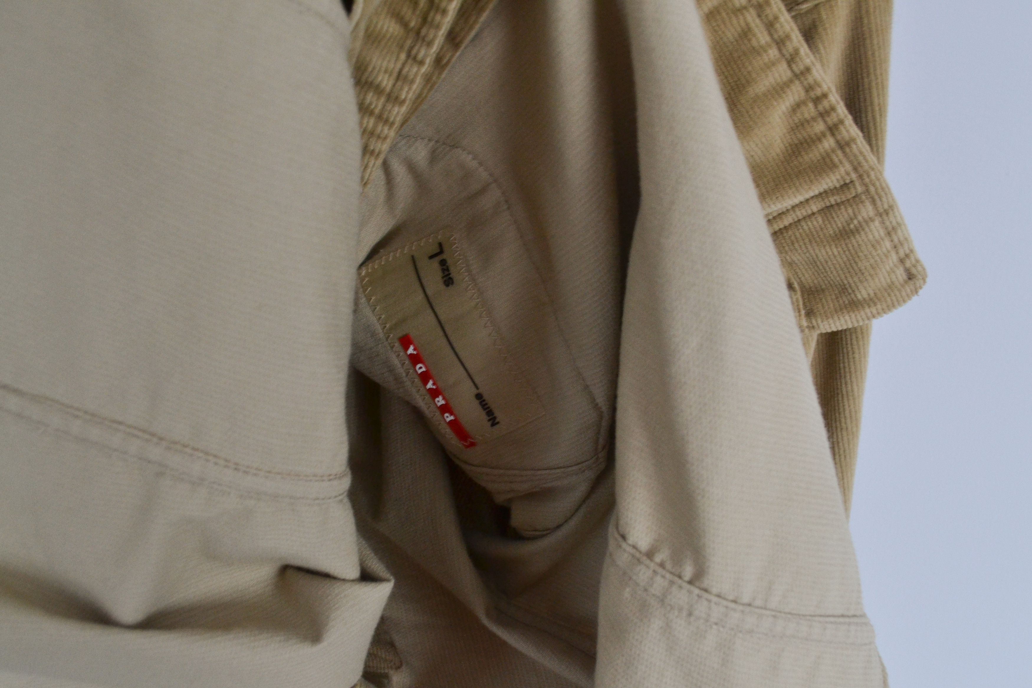 Prada 🔴 PRADA Jacket Velvet Blazer Red Tab Beige Vintage Coat Size US L / EU 52-54 / 3 - 7 Thumbnail