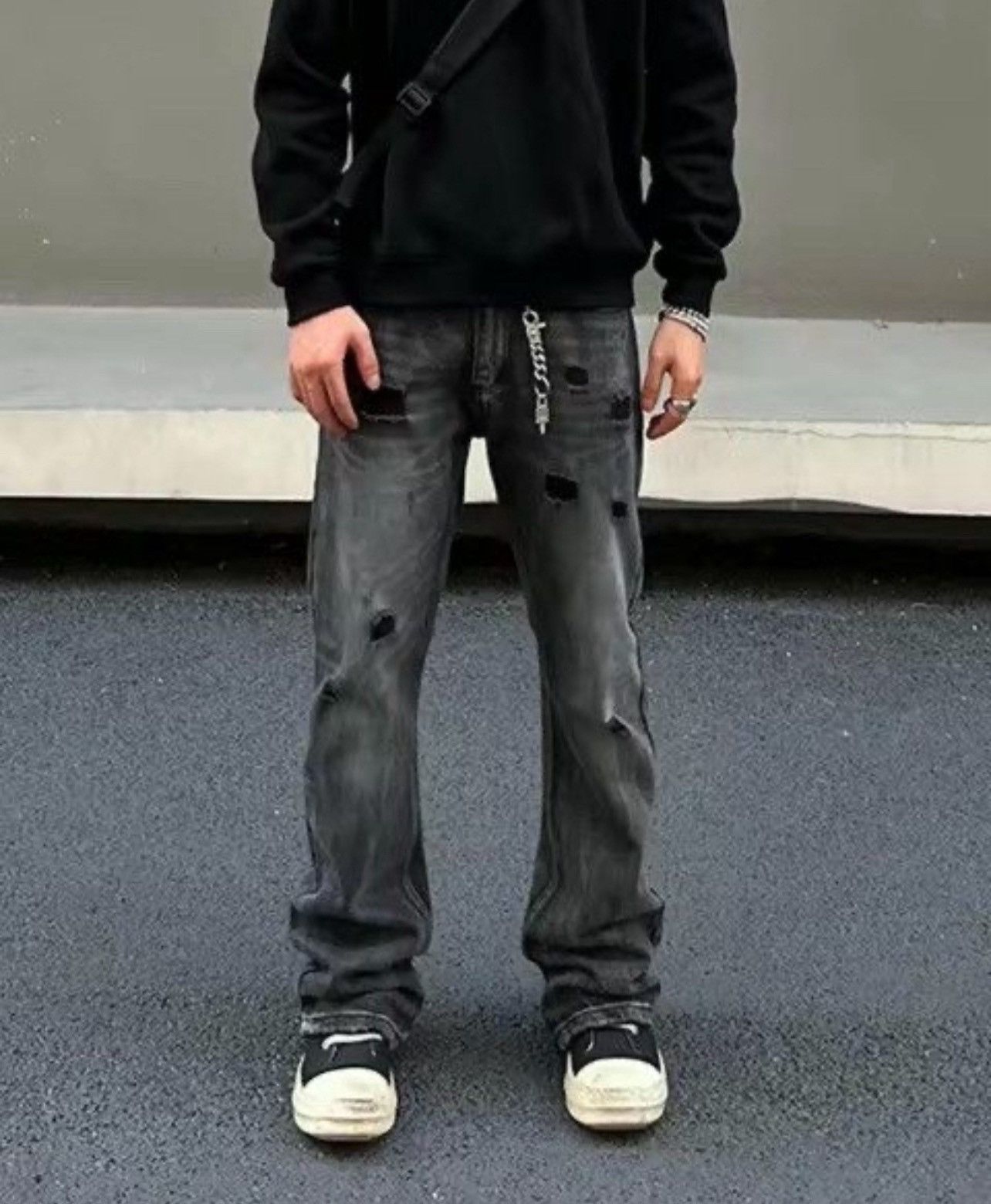 Japanese Brand × Jean Washed Stacked Jeans, Flared Jeans Size US 34 / EU 50 - 4 Thumbnail
