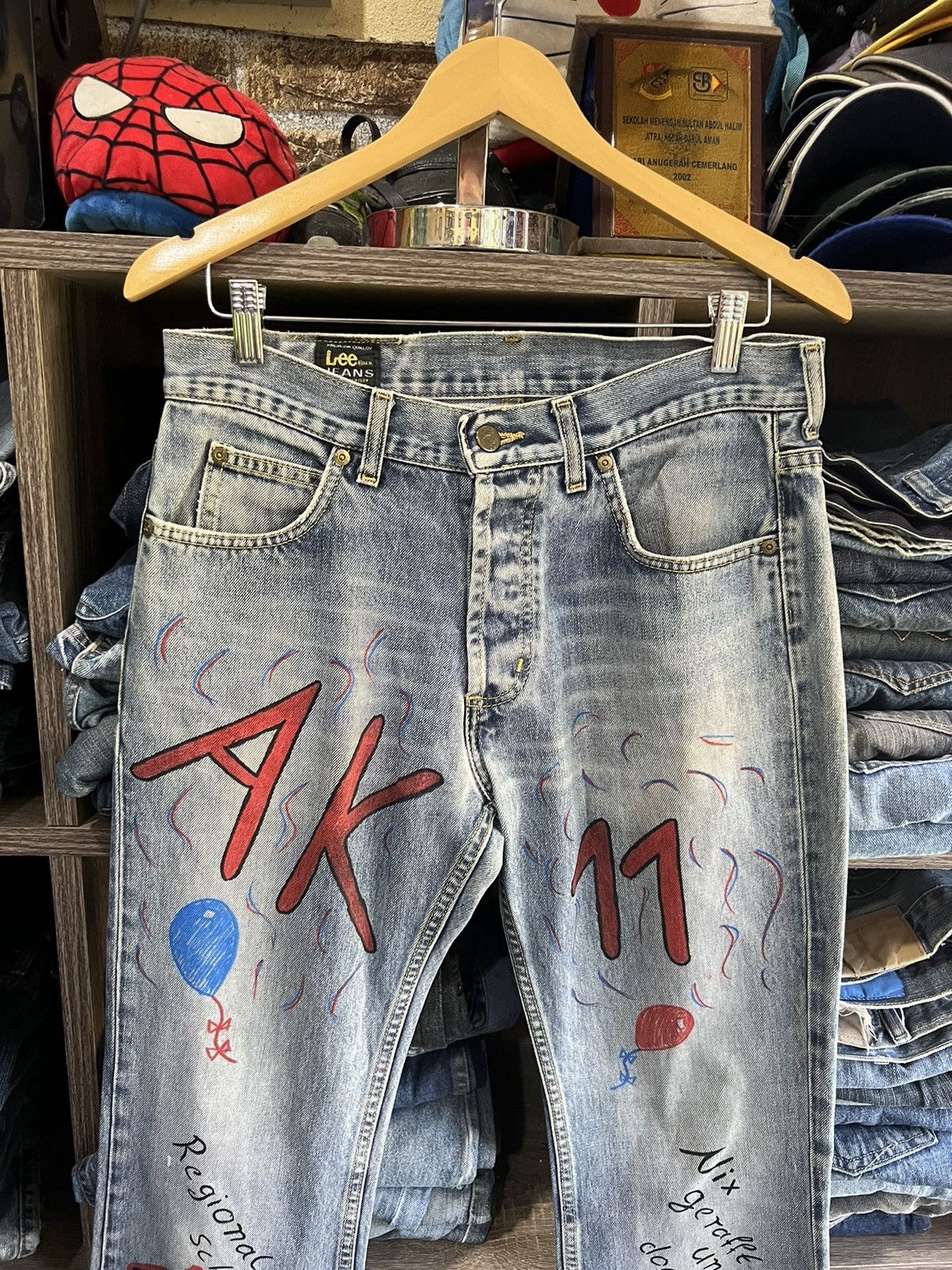 Lee 🔥Rare Vintage Lee Sketch Denim Size US 31 - 3 Thumbnail