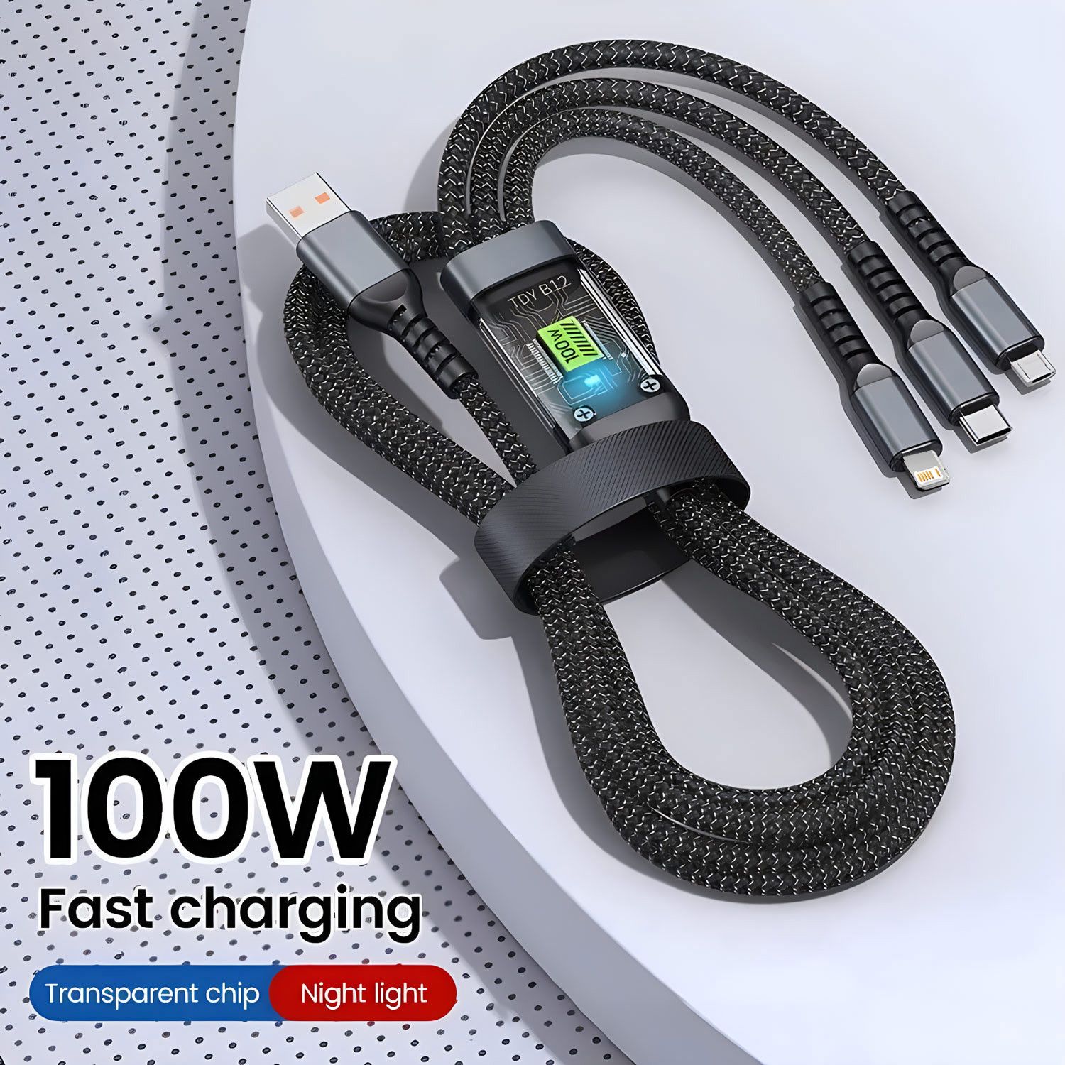 Other 100W Fast Charging Cable Multi Charger Cable Nylon Braided Size ONE SIZE - 5 Thumbnail