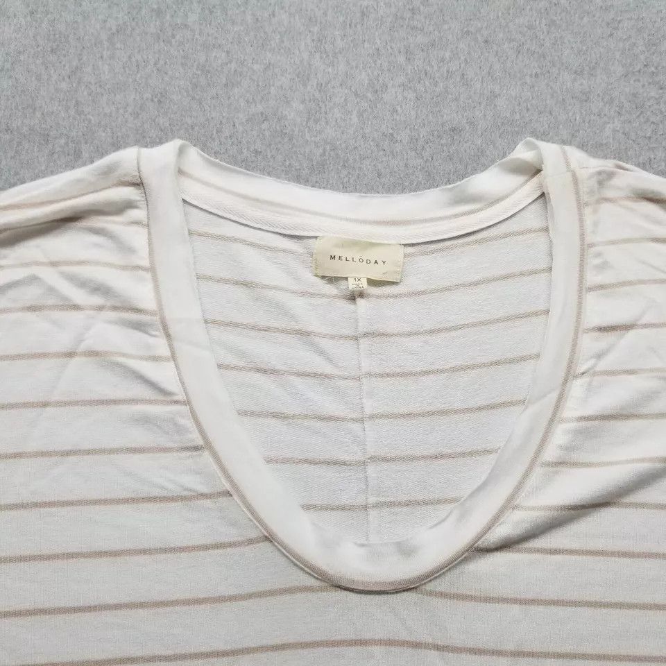 Other Melloday Shirt Womens 1X Striped Short Sleeve Rayon Blend Size ONE SIZE - 3 Thumbnail