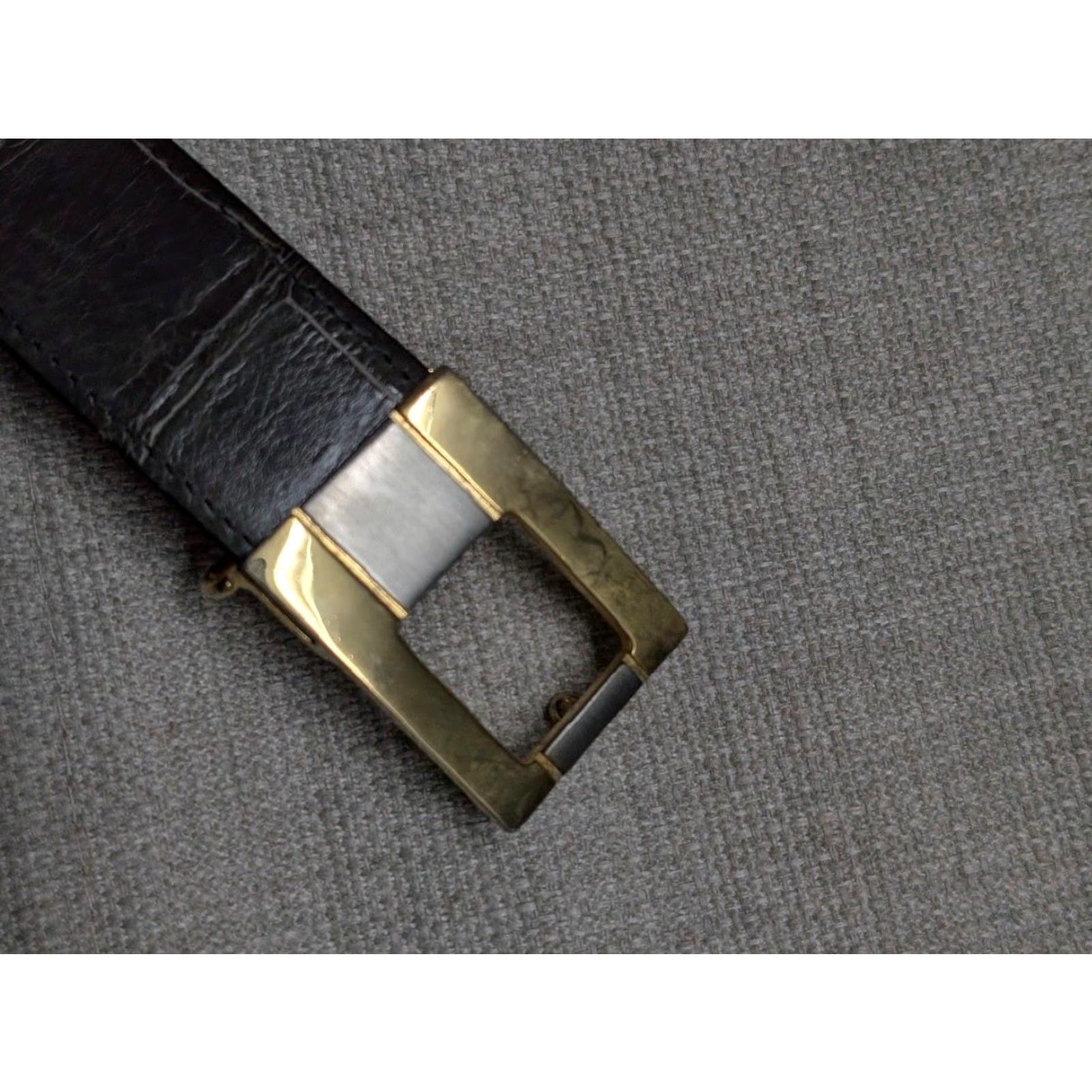 Vintage ZILLI belt CROCODILE golden buckle 42 made in FRANCE gray-brown-green Dress Belt Men 41/42 1-1/8" width Size 42 - 5 Thumbnail